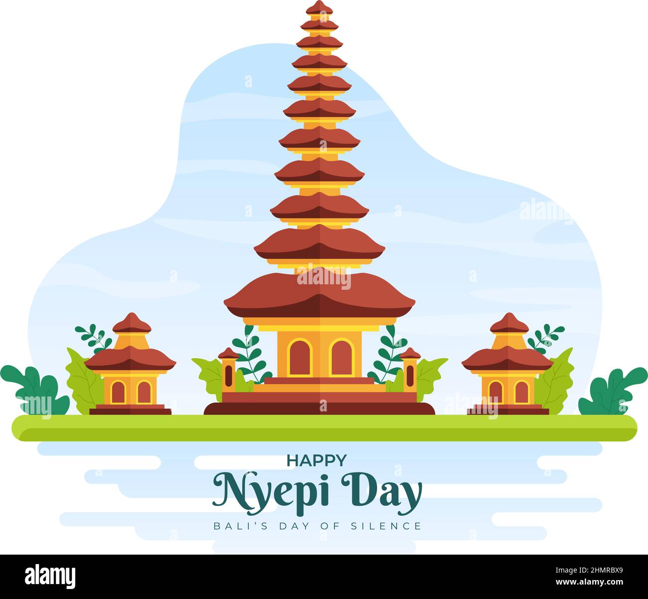 Happy Nyepi Day or Bali's Silence to Hindu Ceremonies in the Background of  the Temple or Pura Illustration Suitable for Poster Stock Vector Image &  Art - Alamy
