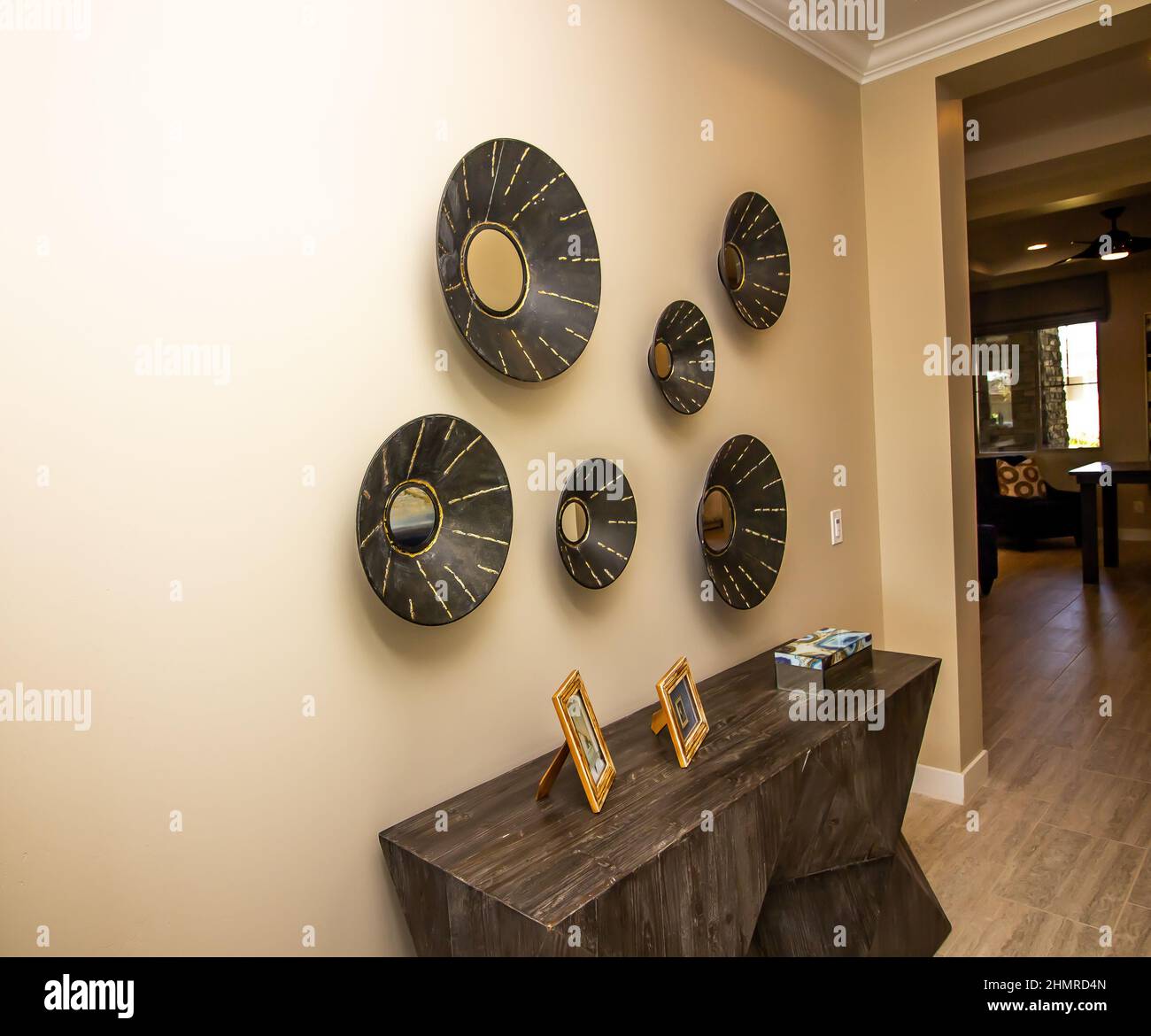 Circular Wall Hangings IN Home Hallway Stock Photo Alamy