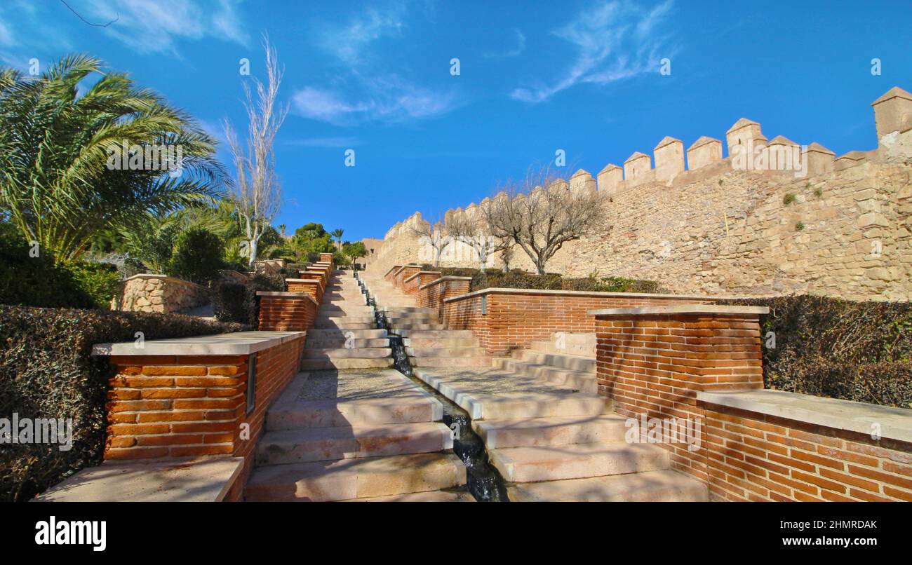 view-of-the-stairs-taking-to-the-historical-alcazaba-of-almeria-spain