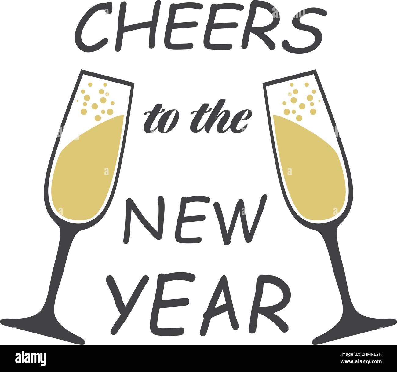 Vector Illustration of cheers to the new year champagne glasses Stock ...
