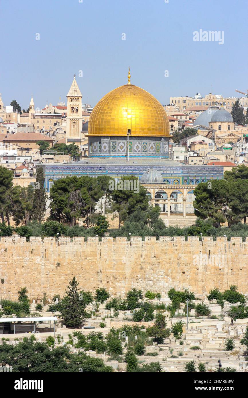 The Dome of the Rock on the Temple Mount in the Old City of Jerusalem, Israel. Stock Photo