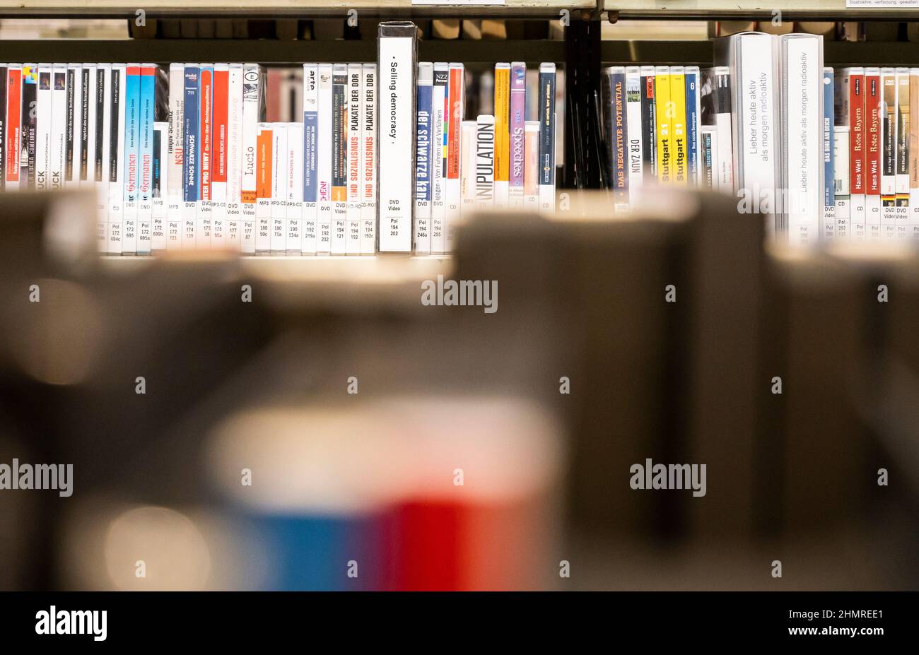 Berlin, Germany. 10th Feb, 2022. Books stand on shelves in a hallway at the Zentral- und Landesbibliothek Berlin (ZLB) - Amerika-Gedenkbibliothek. Credit: Christophe Gateau/dpa/Alamy Live News Stock Photo
