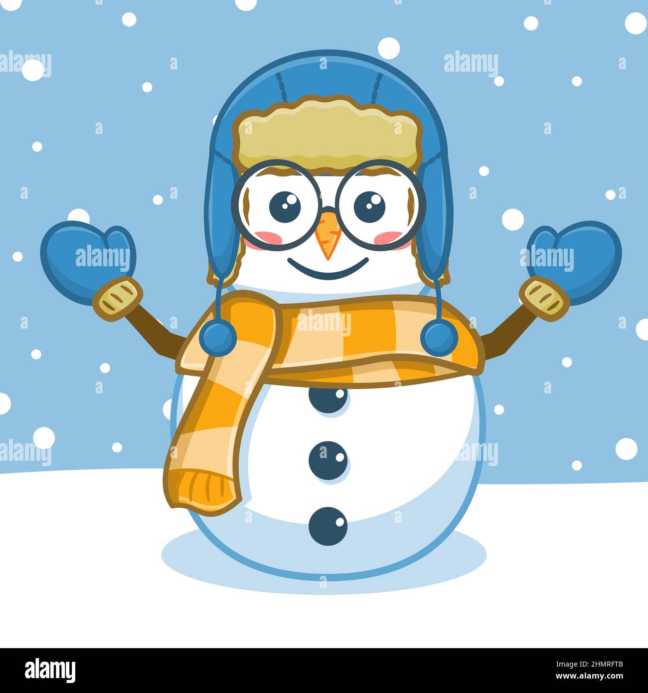 Cute snowman cartoon character stock vector image art alamy