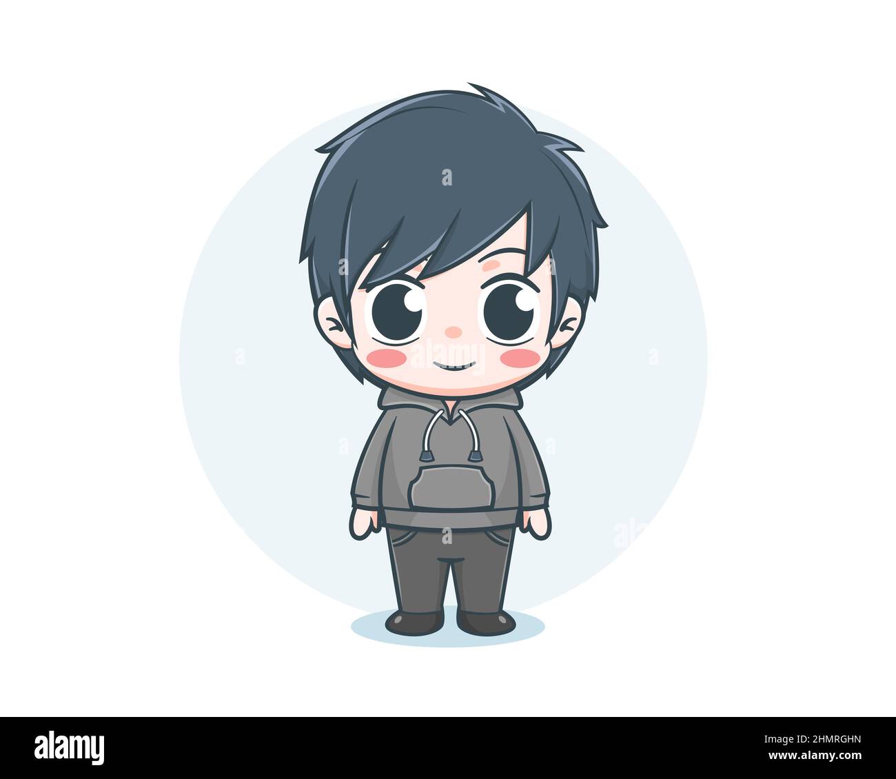 Cute boy wearing hoodie cartoon illustration Stock Vector Image Art Alamy