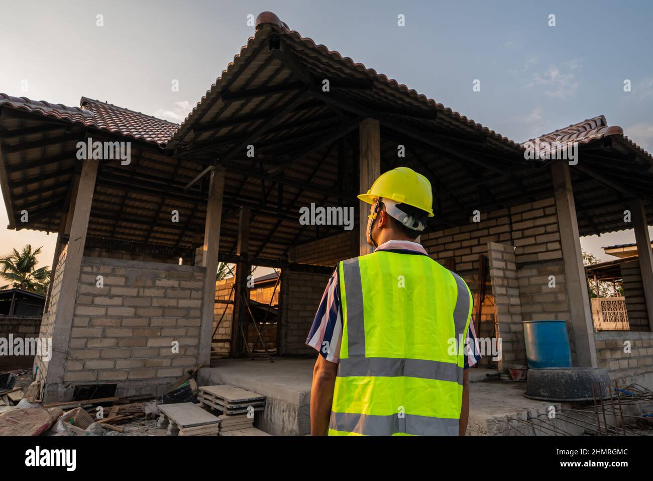 Foreman inspect in construction site home building in the housing