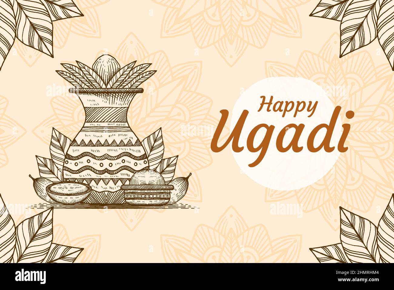 happy ugadi hand drawn illustration background banner poster Stock Vector  Image & Art - Alamy