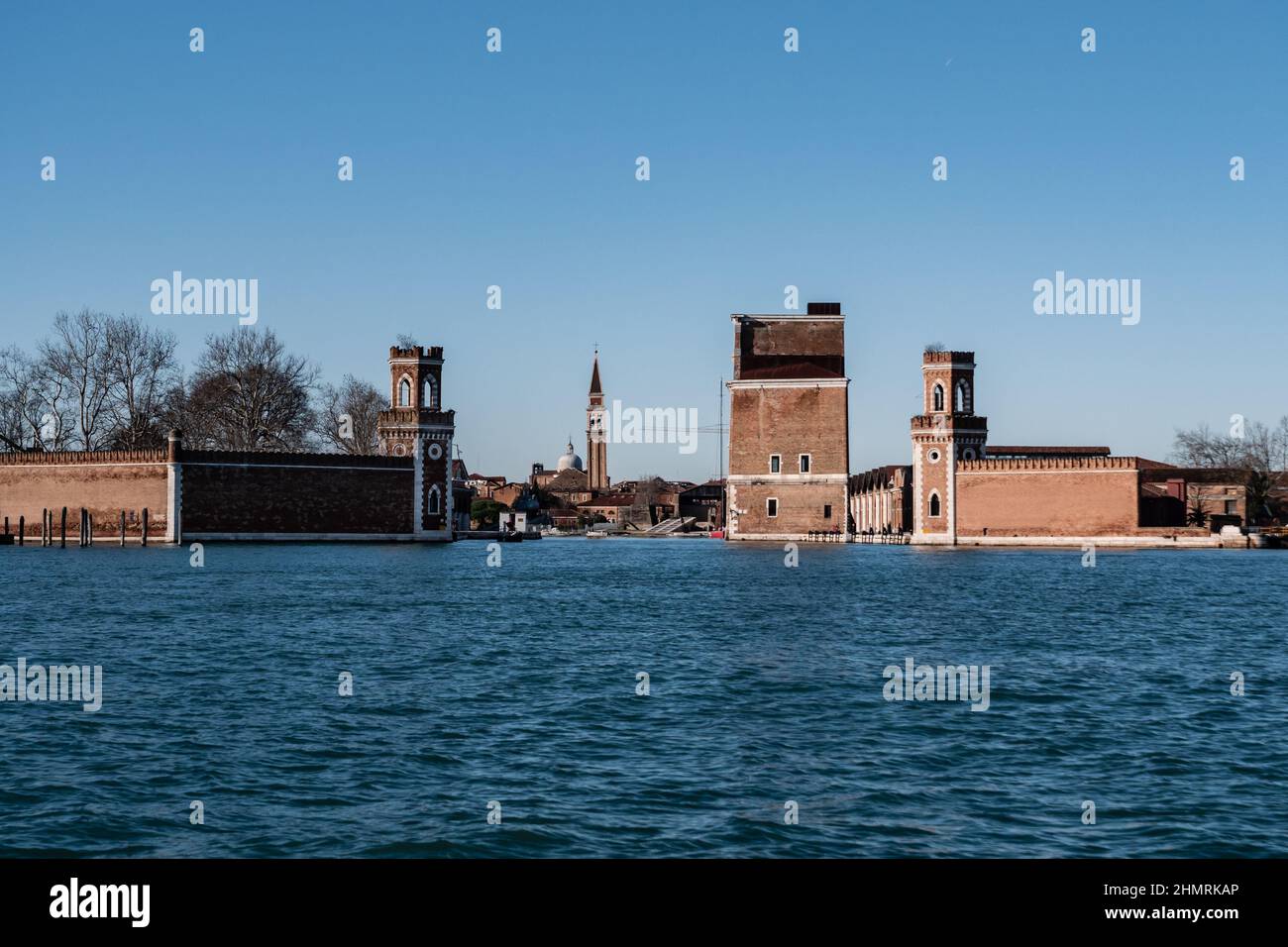 Torre di Porta Nuova Tower and New Entrance of the Venetian Arsenal in Venice, Italy Stock Photo