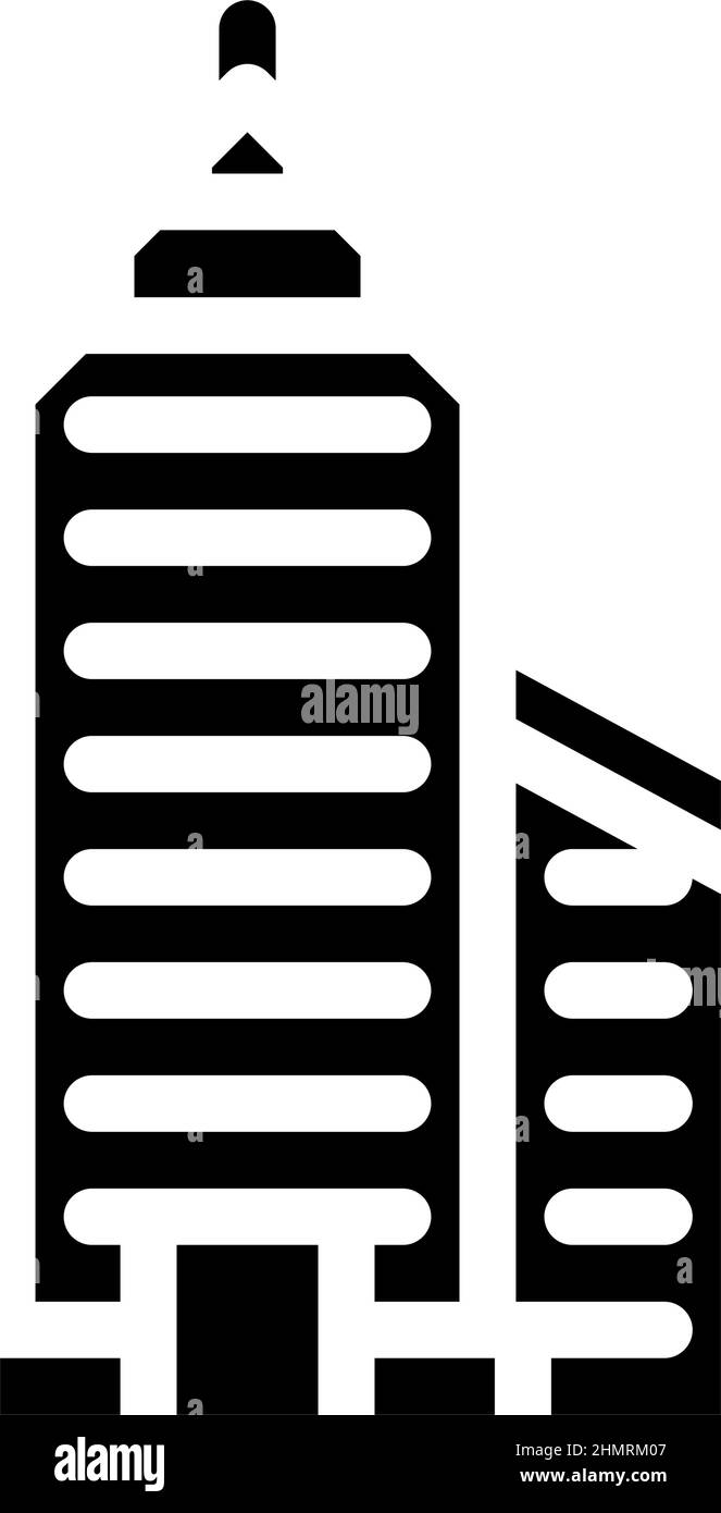 tower financial center skyscraper glyph icon vector illustration Stock ...