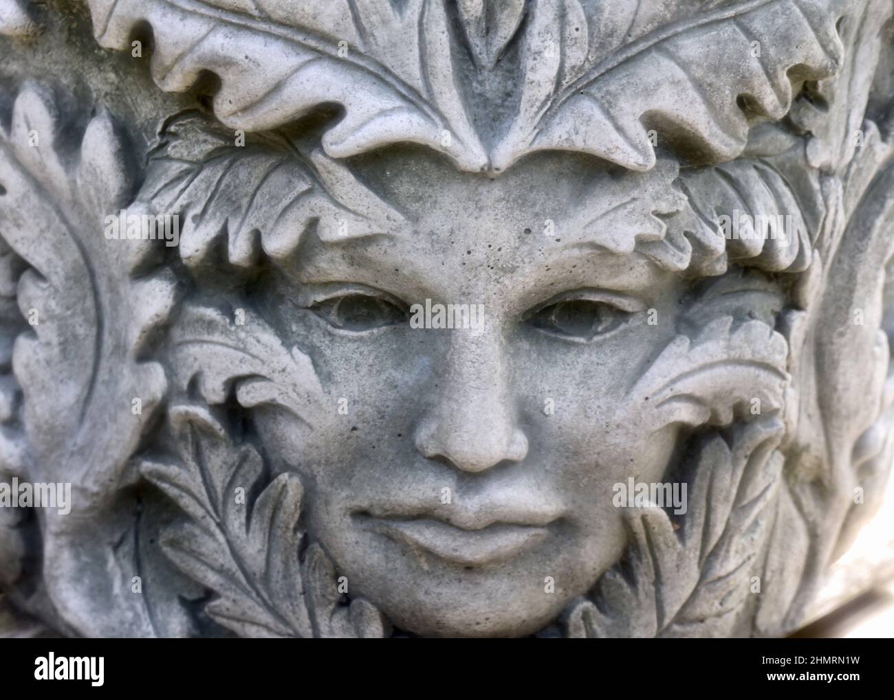 Closeup of a portrait face of Garden statuary for a female with
