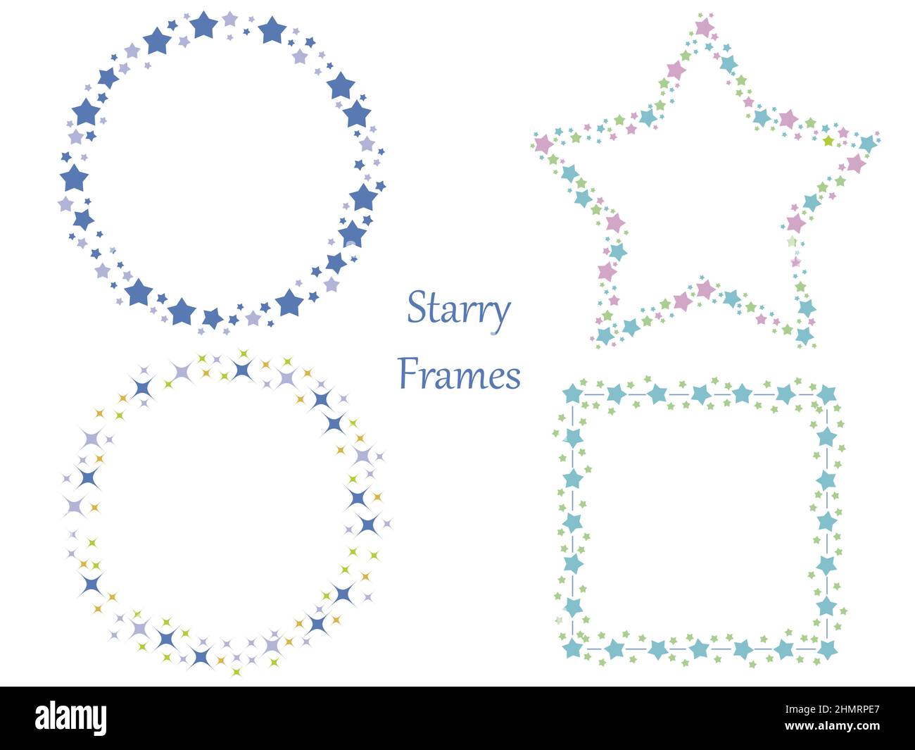 Starpattern frames collection with round, square, and starshaped