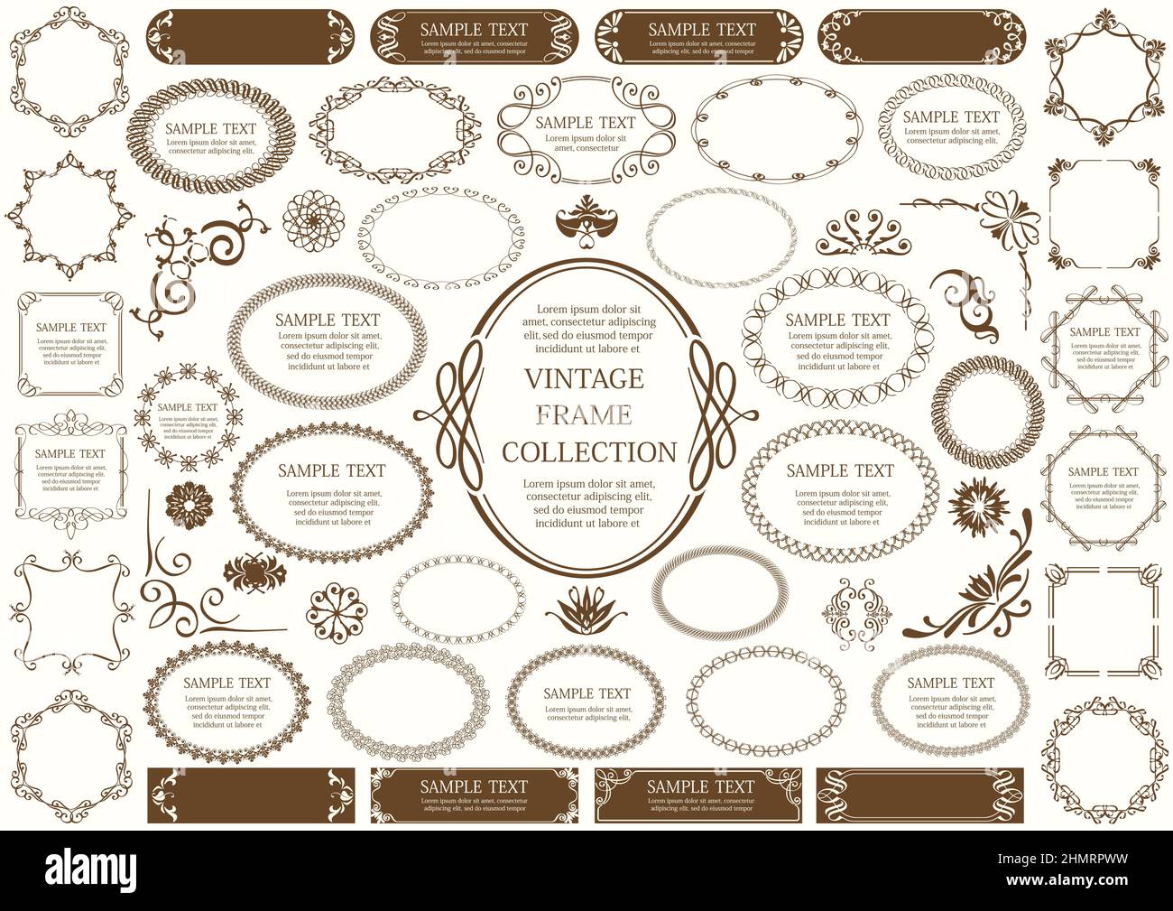Vintage Frames Set Isolated On A Plain Background. Vector Illustration ...