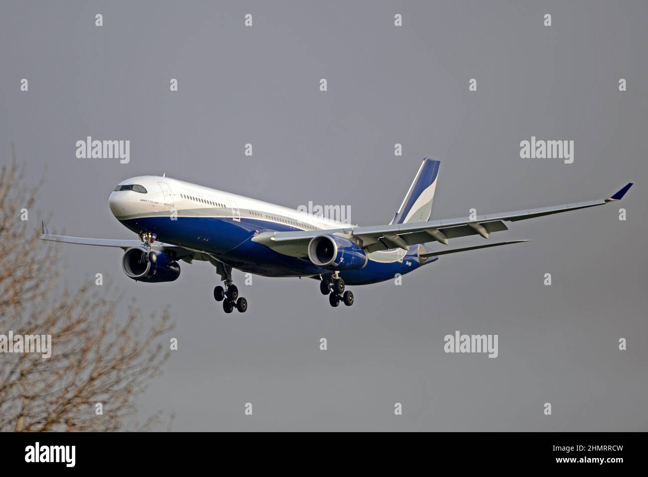 HIFLY MALTA Airbus A330-343, 9H-HFA, on final approach to Liverpool John Lennon Airport's runway 27, Merseyside, England. Stock Photo