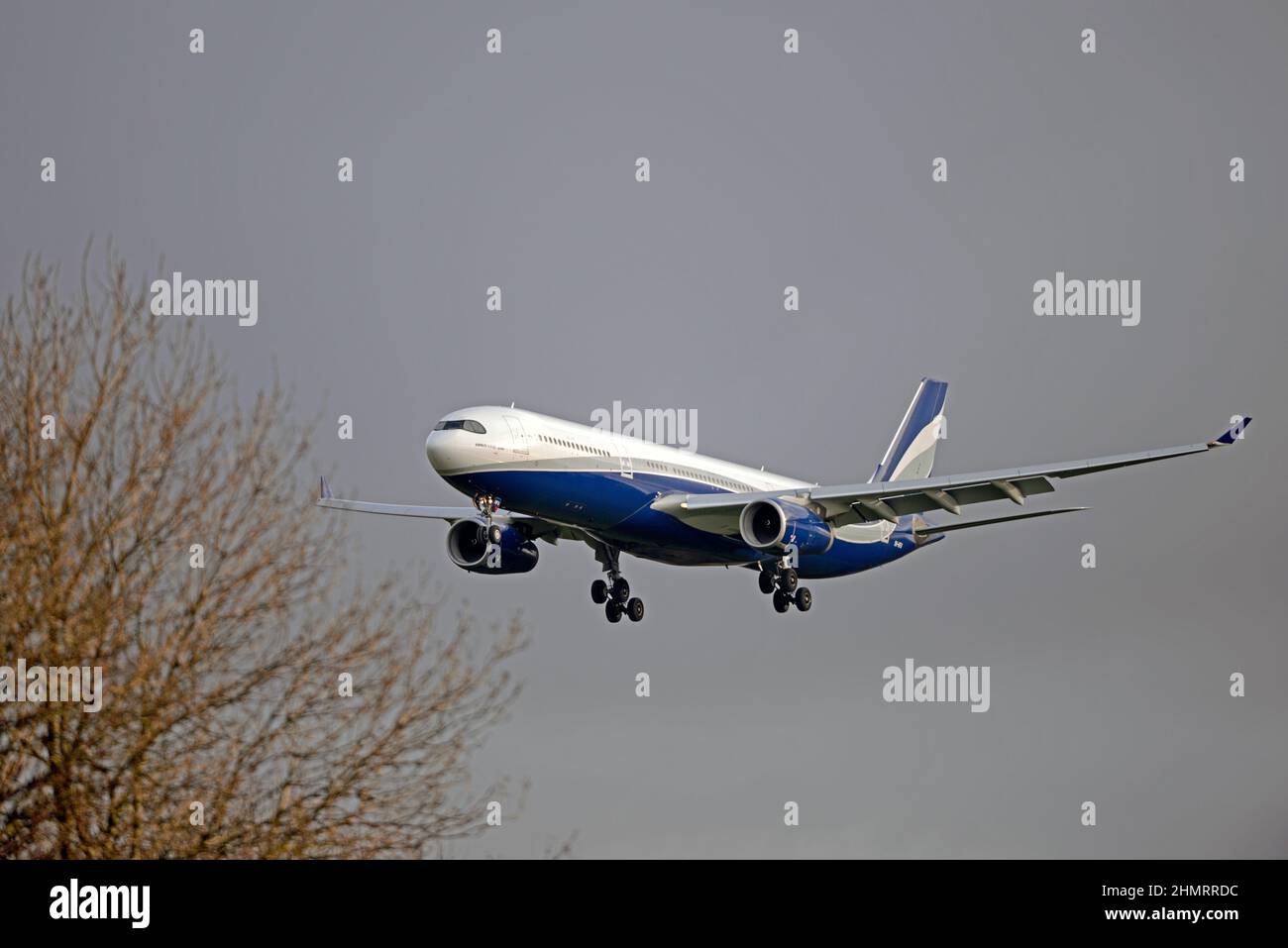 HIFLY MALTA Airbus A330-343, 9H-HFA, on final approach to Liverpool John Lennon Airport's runway 27, Merseyside, England. Stock Photo