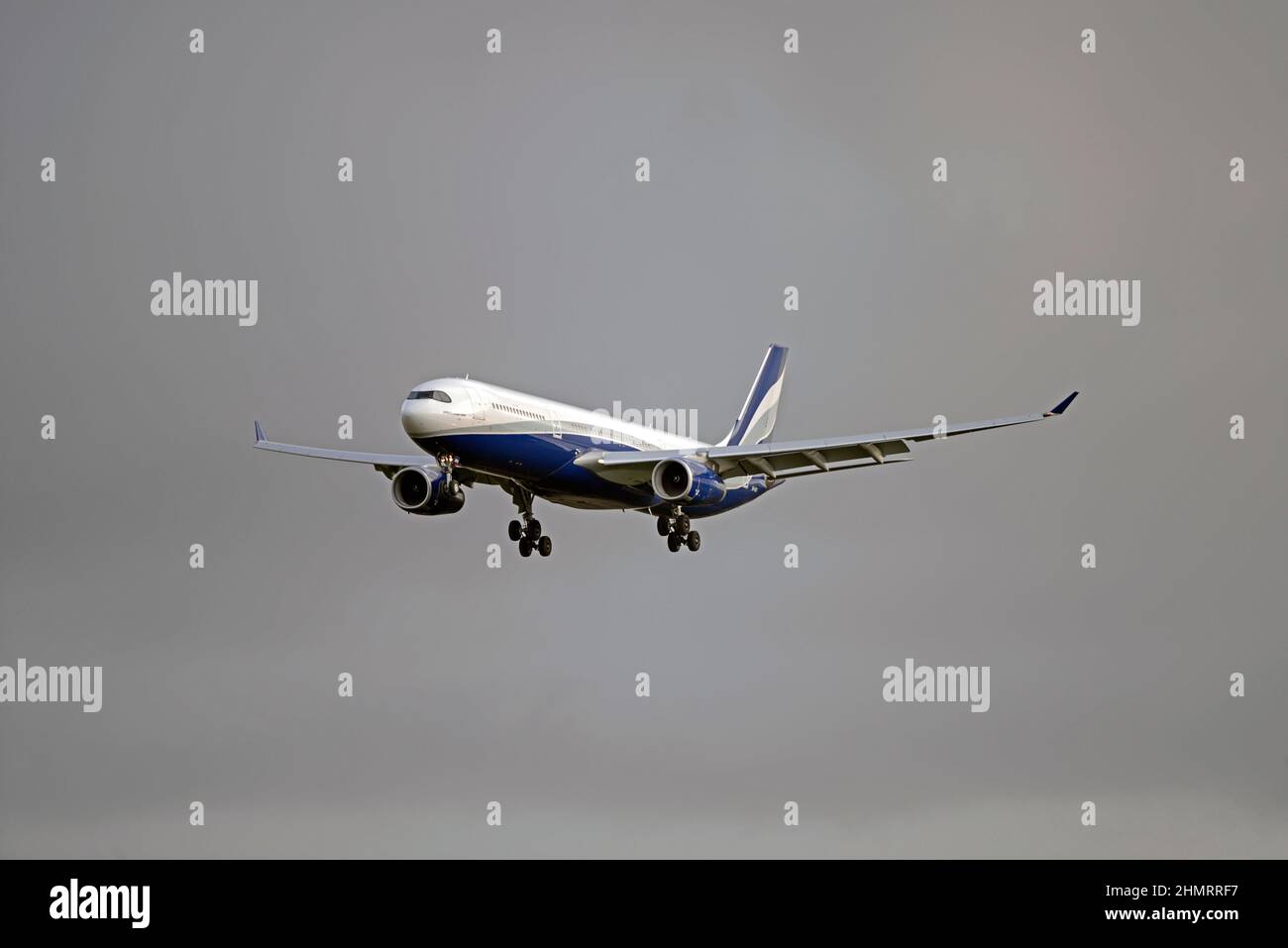 HIFLY MALTA Airbus A330-343, 9H-HFA, on final approach to Liverpool John Lennon Airport's runway 27, Merseyside, England. Stock Photo