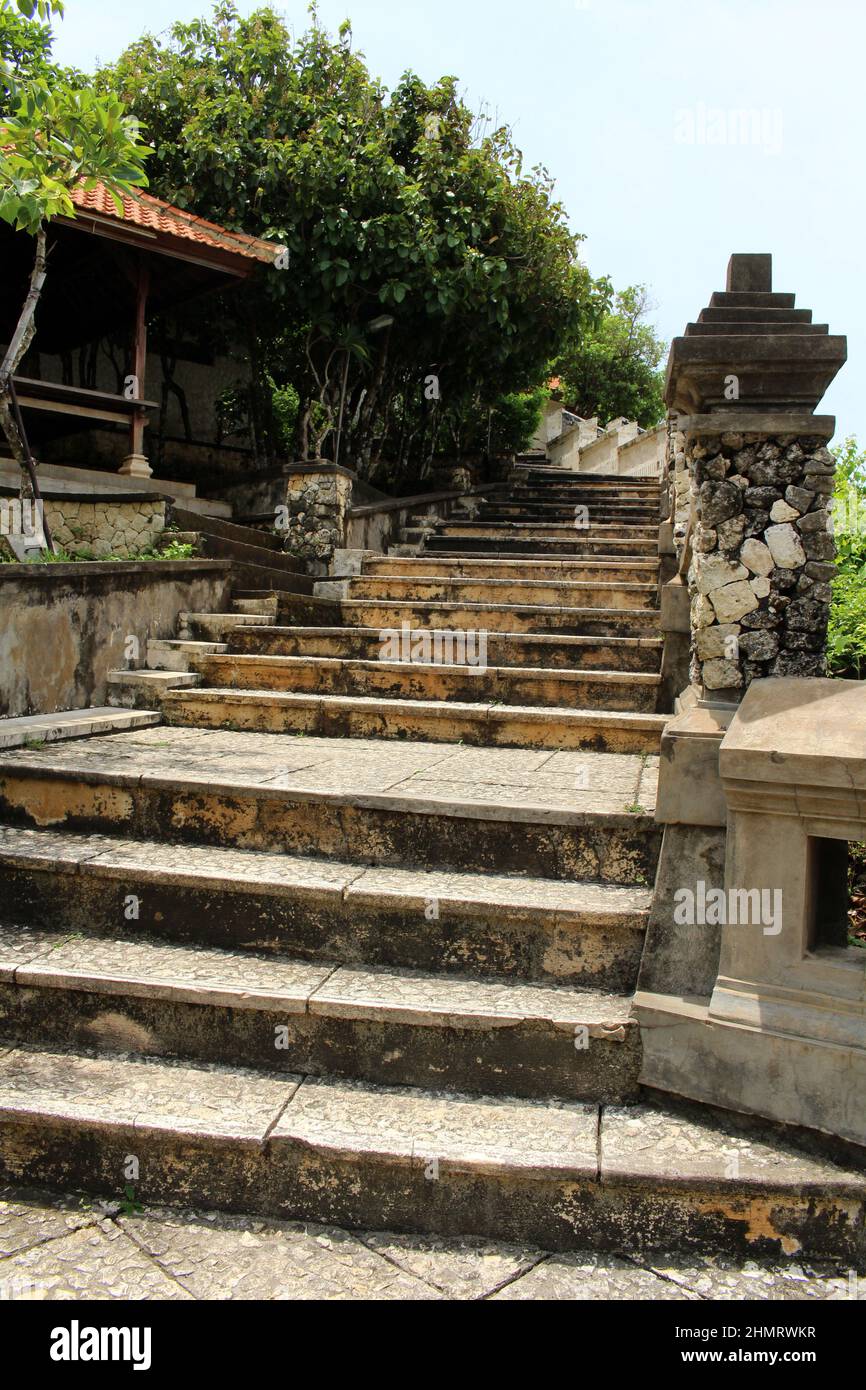 Stairs around Uluwatu Temple complex in Bali. Taken January 2022 Stock