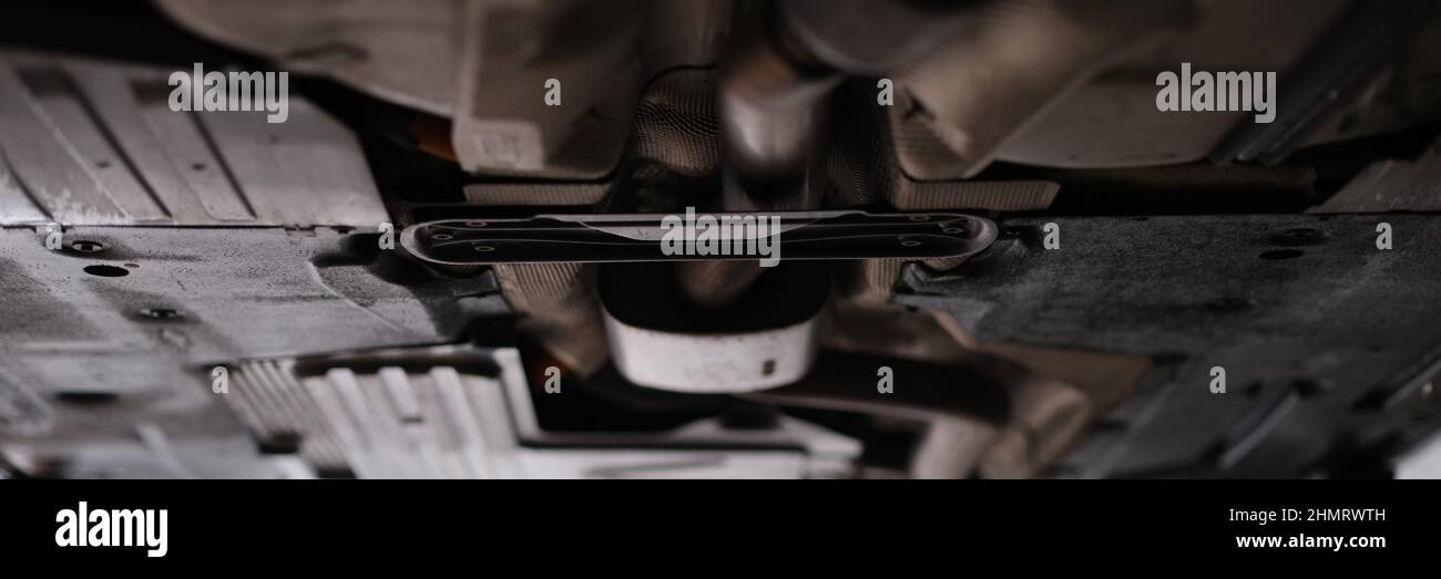 Maintenance and car suspension on lift. Vehicle suspension diagnostic