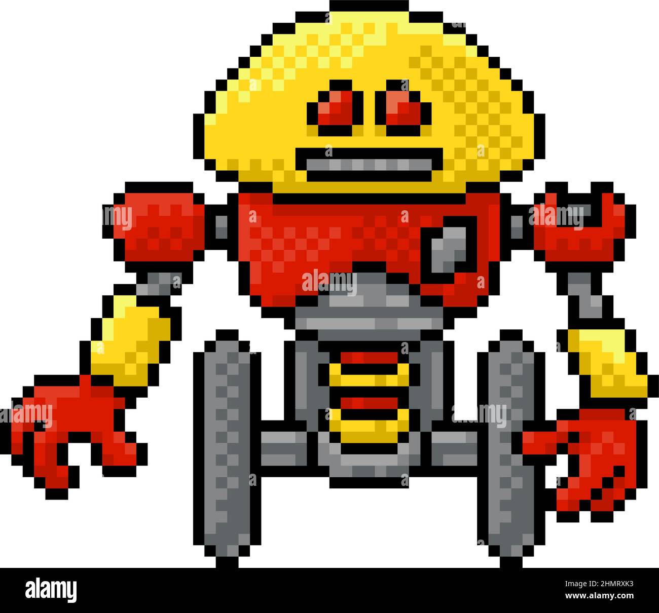 Cute Robot Cartoon Video Game Pixel Art Mascot Stock Vector