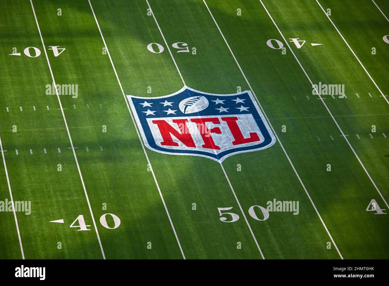 Superbowl 2022 LVI logo on cloth flag. Super Bowl LVI will be the 56th  Super Bowl