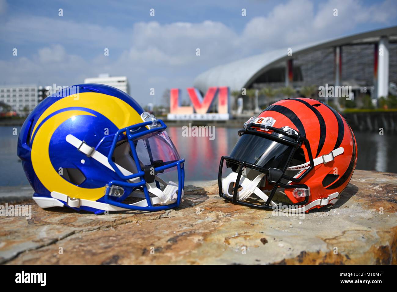 Los Angeles Rams and Cincinnati Bengals helmets are seen with the Vince  Lombardi trophy outside SoFi Stadium on Tuesday, Feb 01, 2022 in Inglewood,  Ca Stock Photo - Alamy