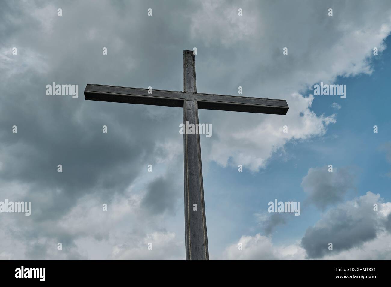 a summit cross can often be found on top of a mountain Stock Photo