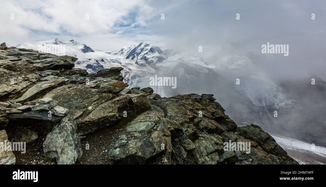 Aerial view of the Alps mountains in Switzerland. Glacier Stock Photo ...