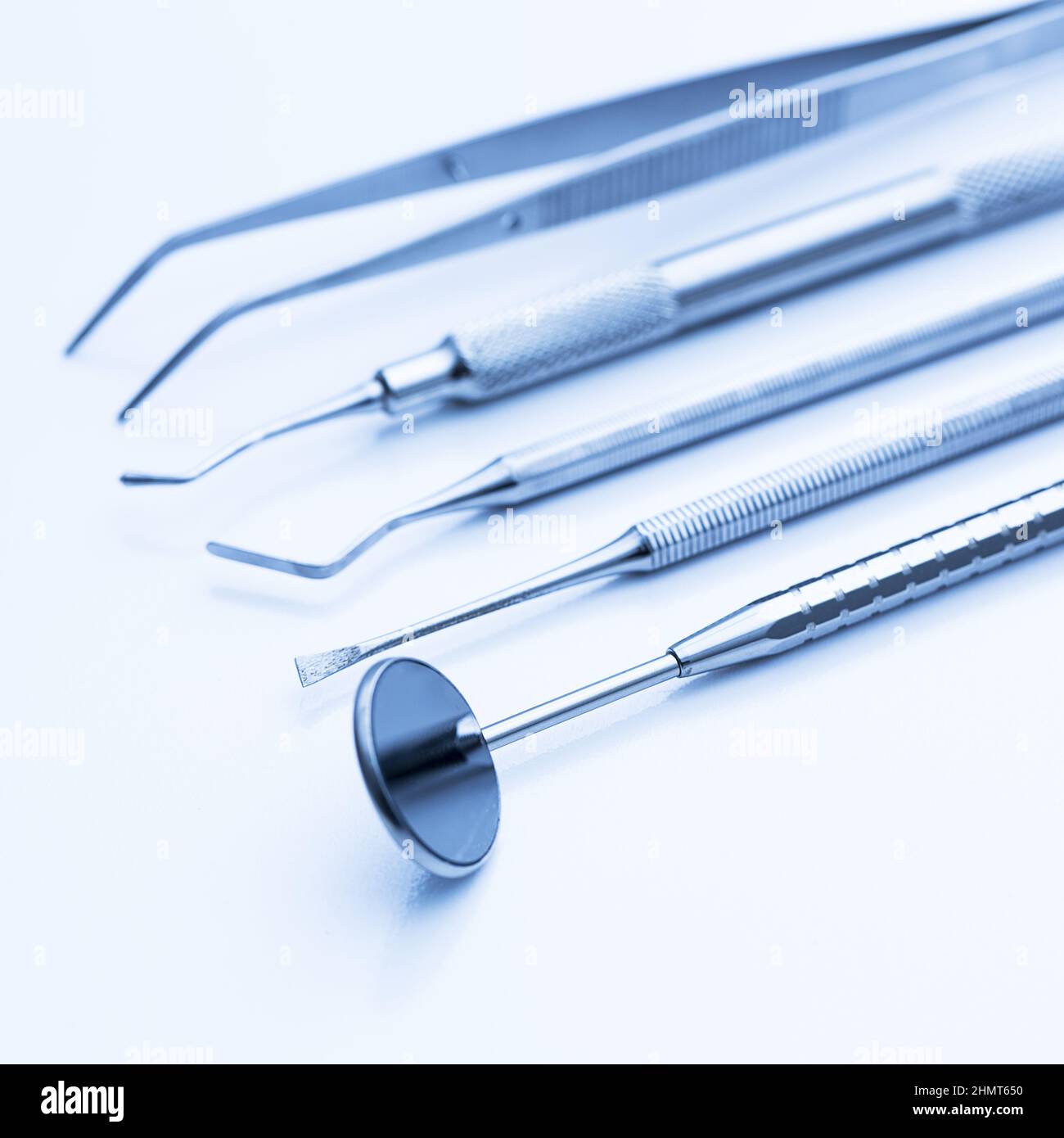 dentist cutlery mirror carver tweezers sonde dental prevention Stock