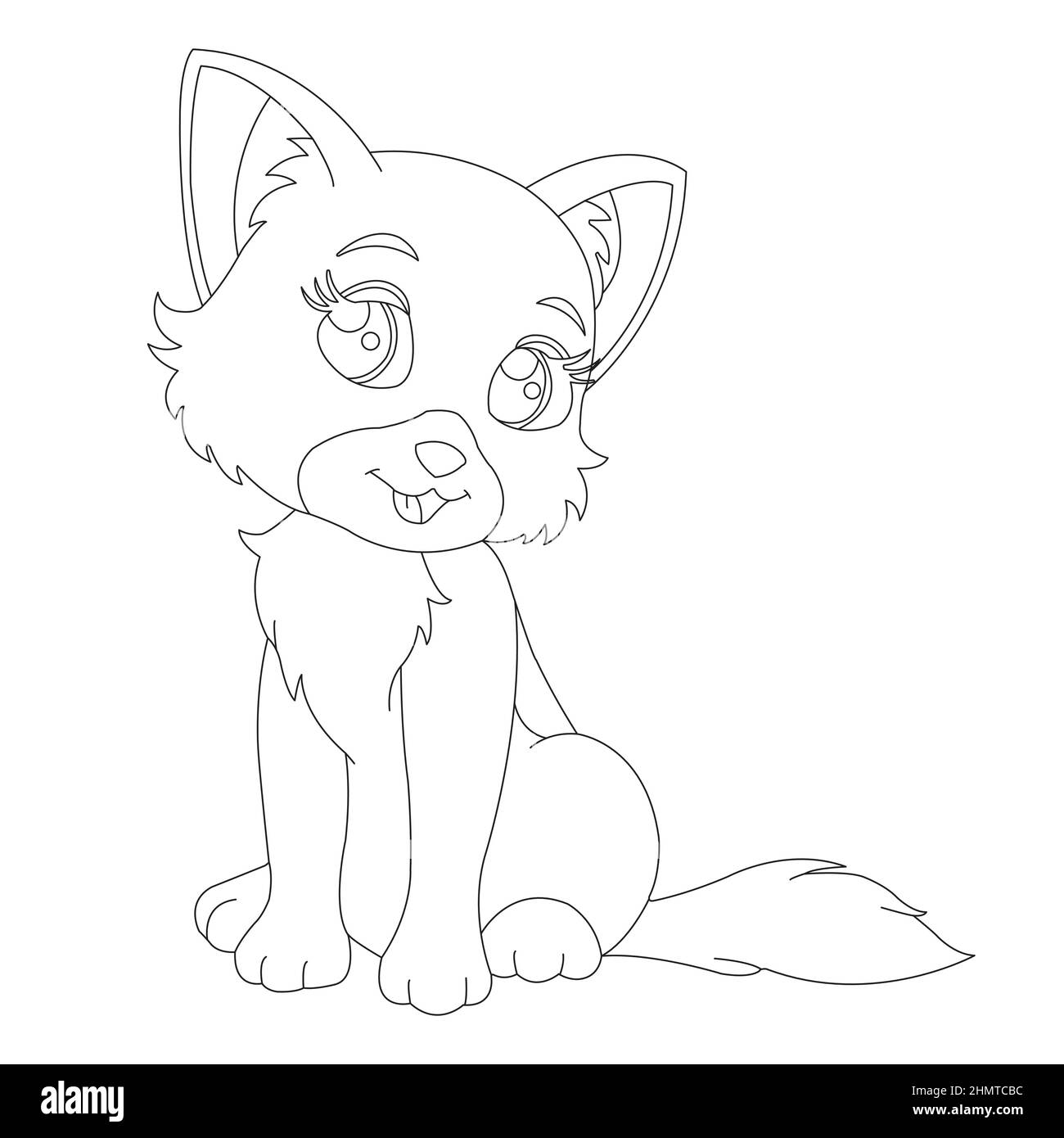 Coloring page outline of cute cat Animal Coloring page cartoon vector illustration Stock Vector