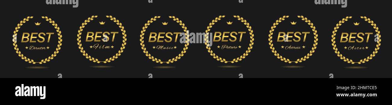 Best film Silver laurel wreath label set Stock Vector Image & Art - Alamy
