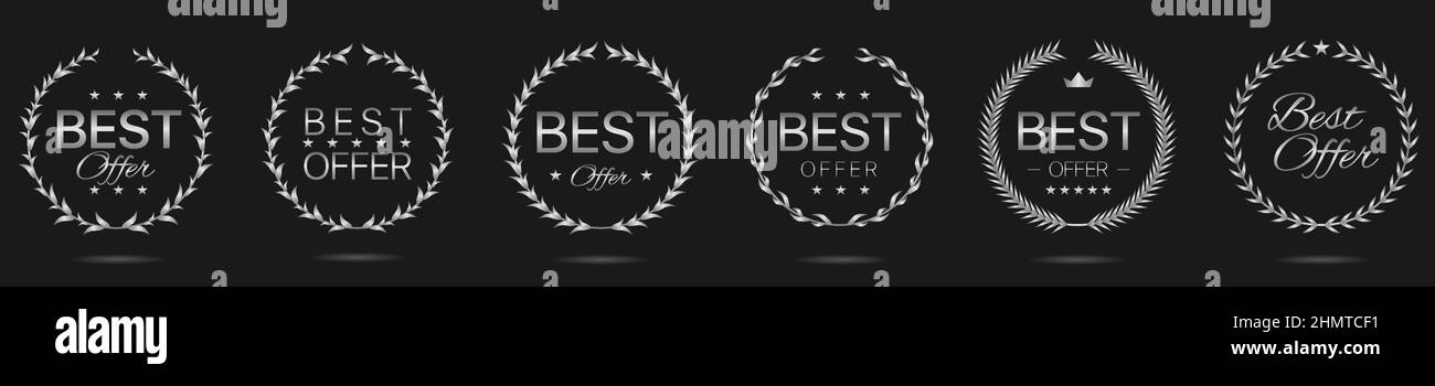 Best offer silver laurel wreath label set Stock Vector Image & Art - Alamy
