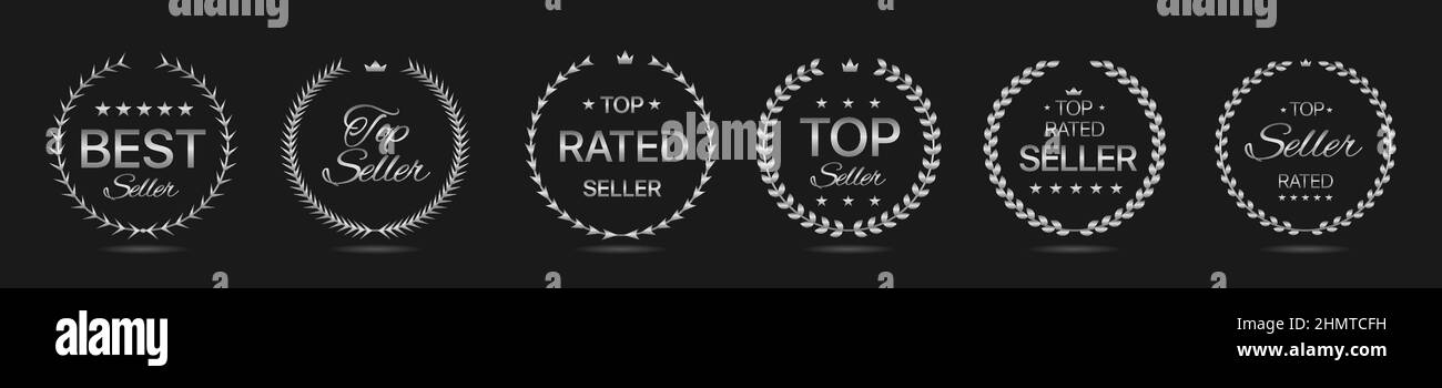 Best seller silver laurel wreath label set Stock Vector Image & Art - Alamy