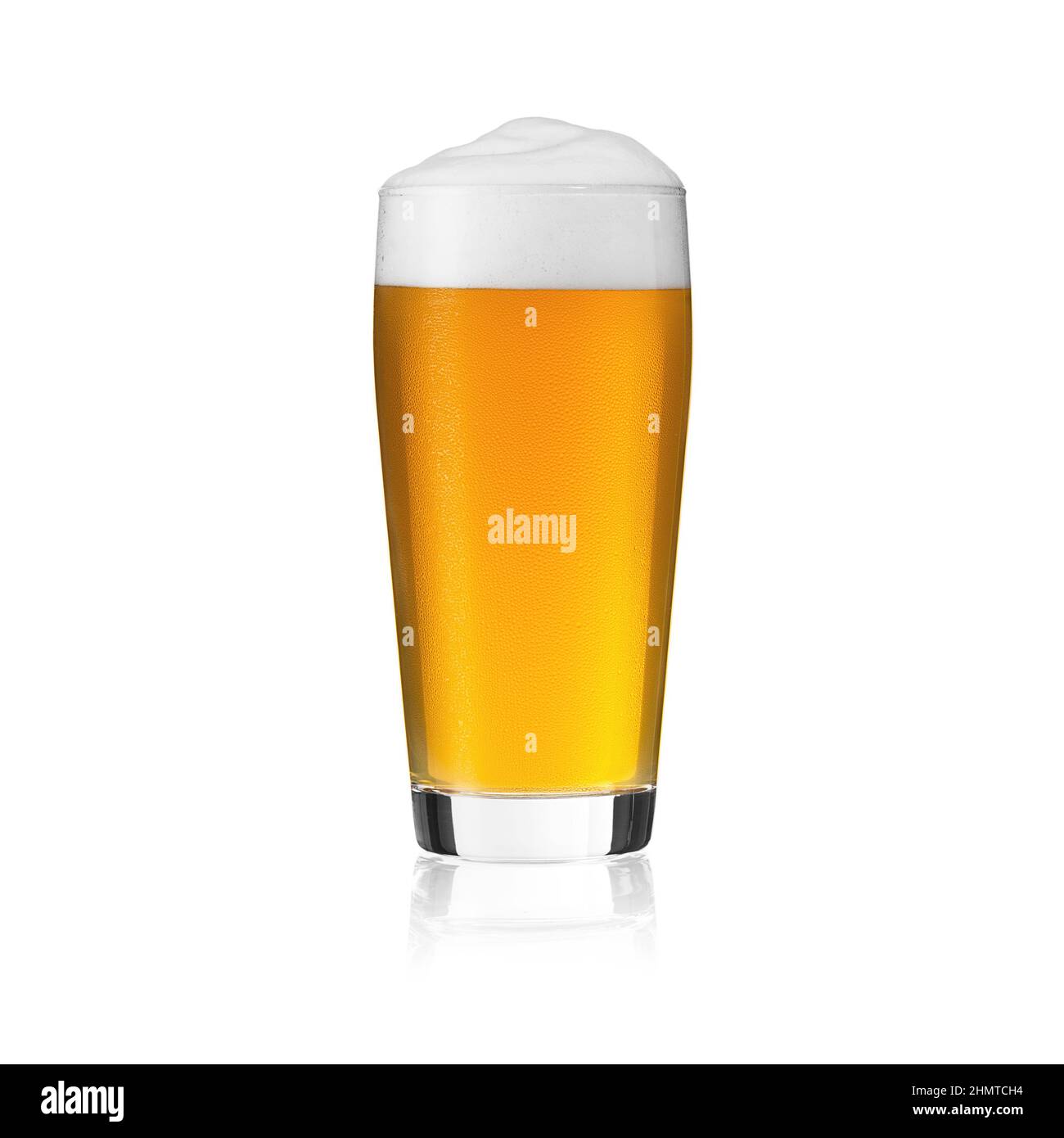 beer glass Willi cup pilsner altbier with foam crown and cold dew drops on a white background optional Stock Photo
