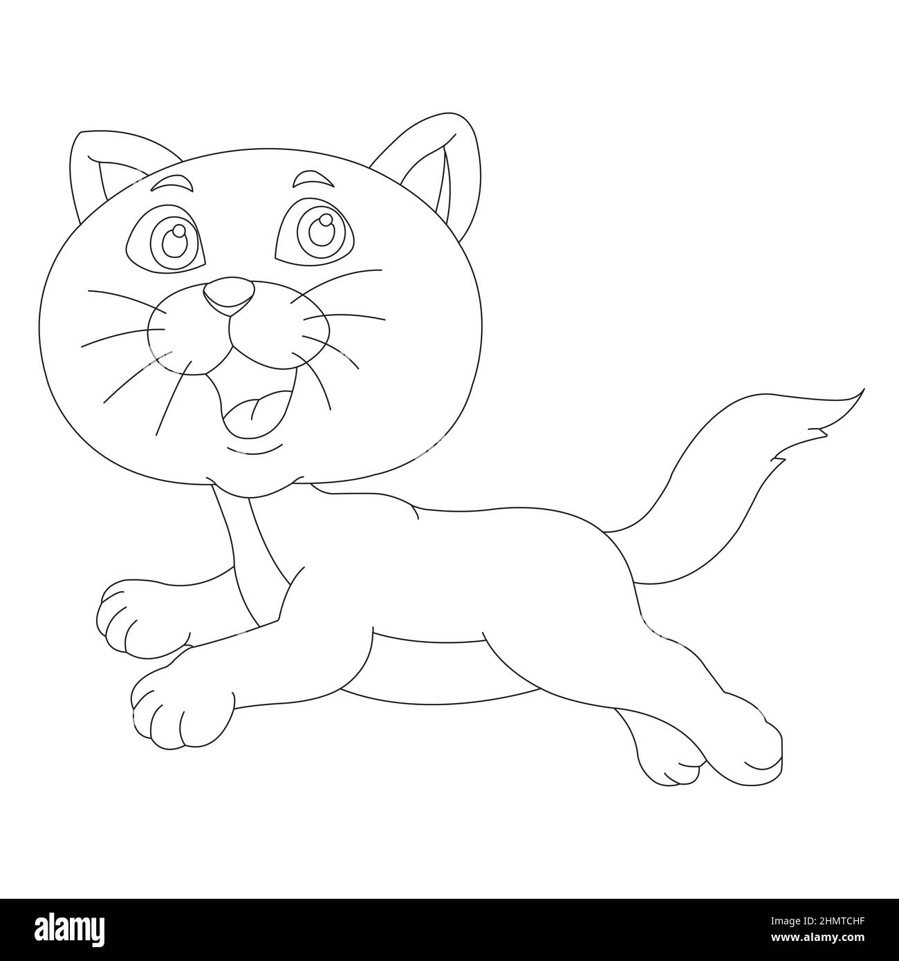 Coloring page outline of cute cat Animal Coloring page cartoon vector illustration Stock Vector