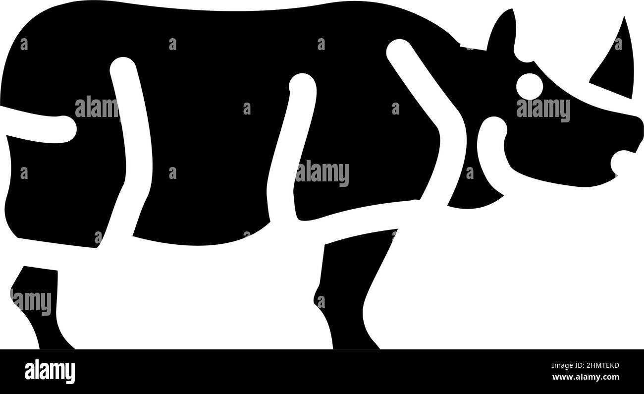 rhino animal glyph icon vector illustration Stock Vector