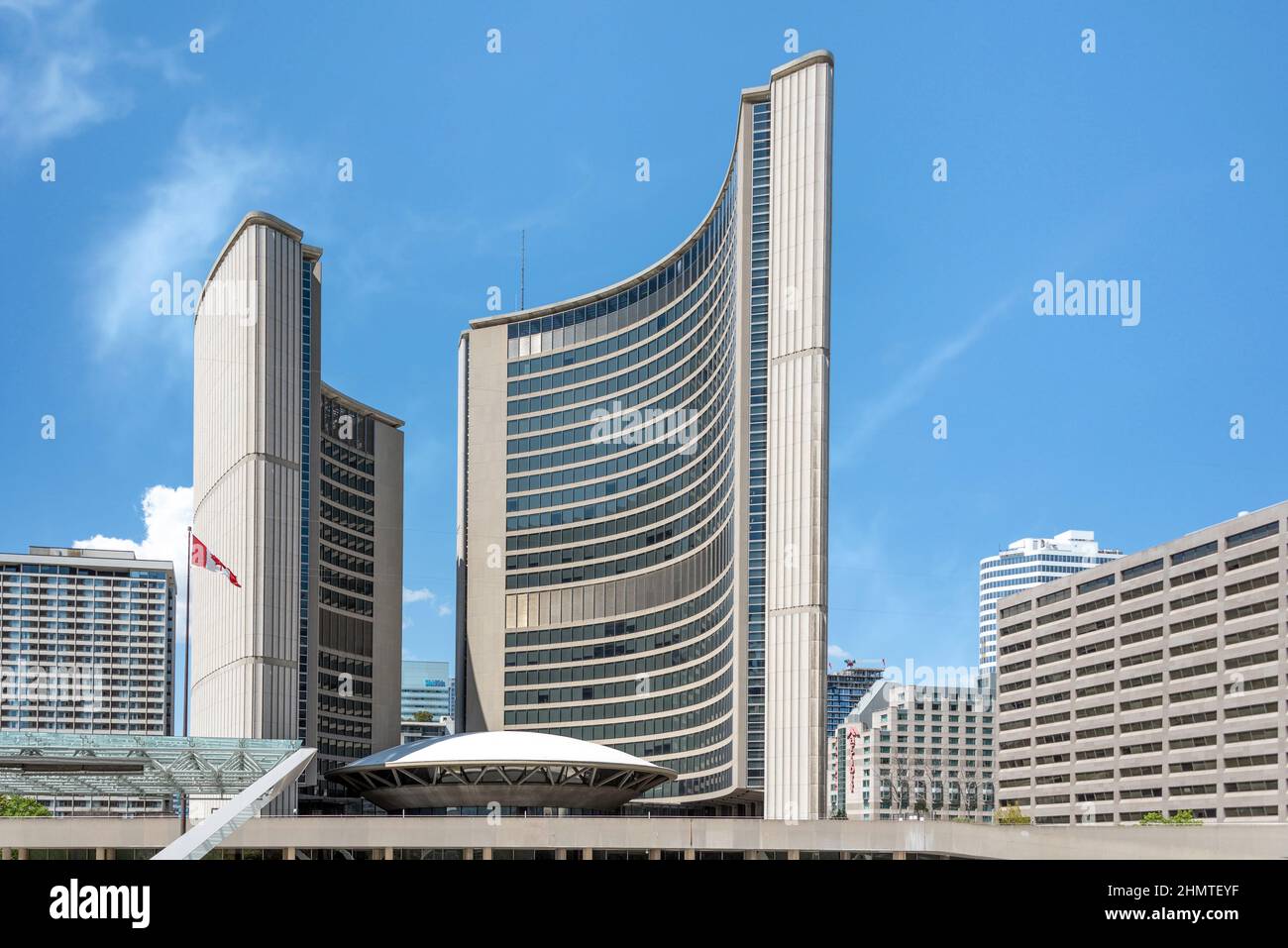 New City Hall in Nathan Phillips Square in the downtown district of Toronto, Canada Stock Photo