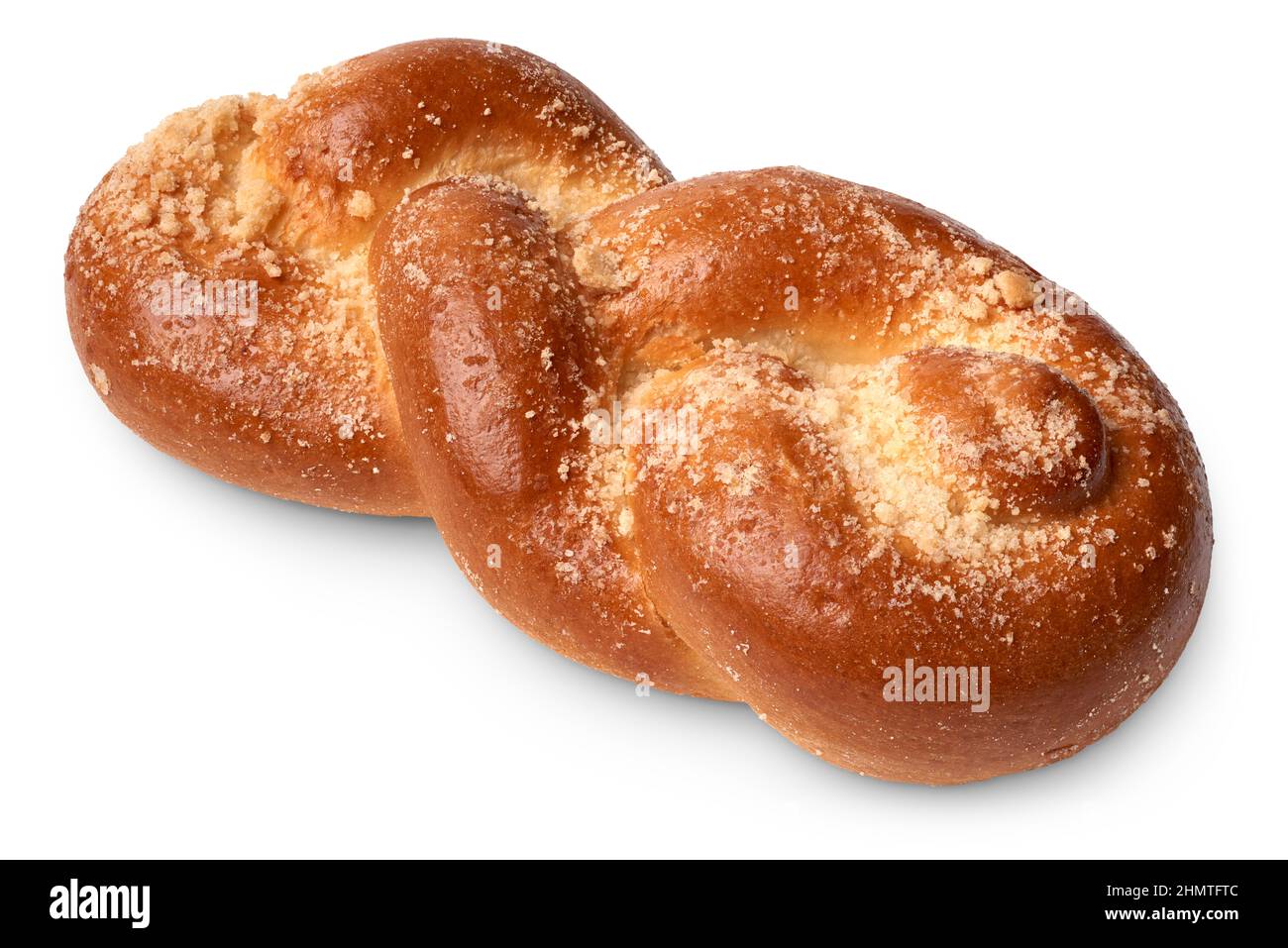 Isolated objects: traditional twisted wheat bun, on white background Stock Photo