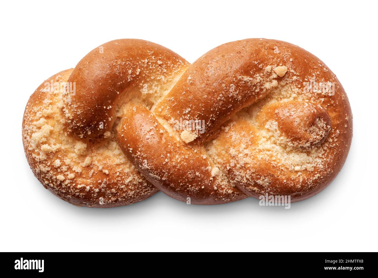 Isolated objects: traditional twisted wheat bun, on white background Stock Photo