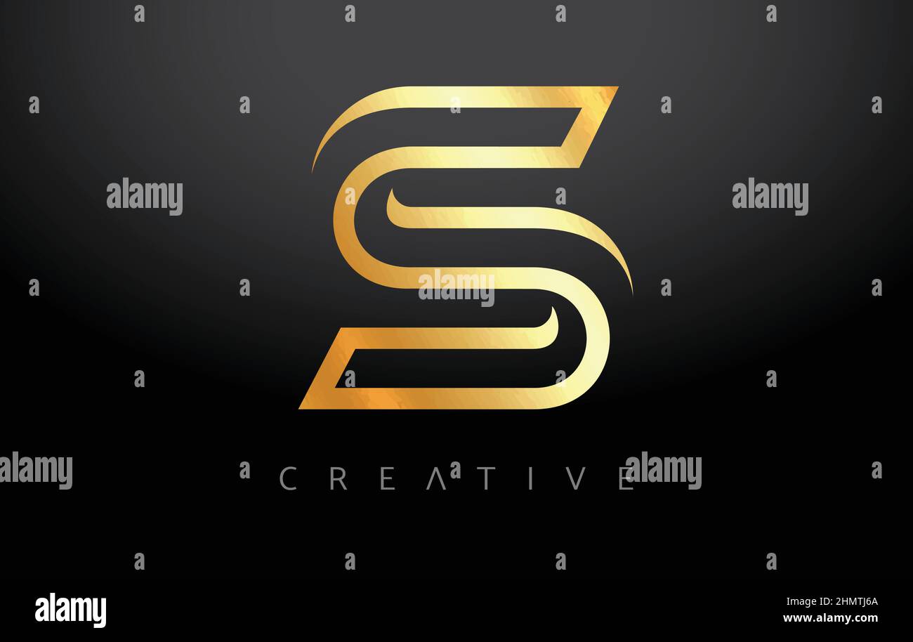 Golden S Letter Concept With Lines Monogram and Creative Metalic Look ...