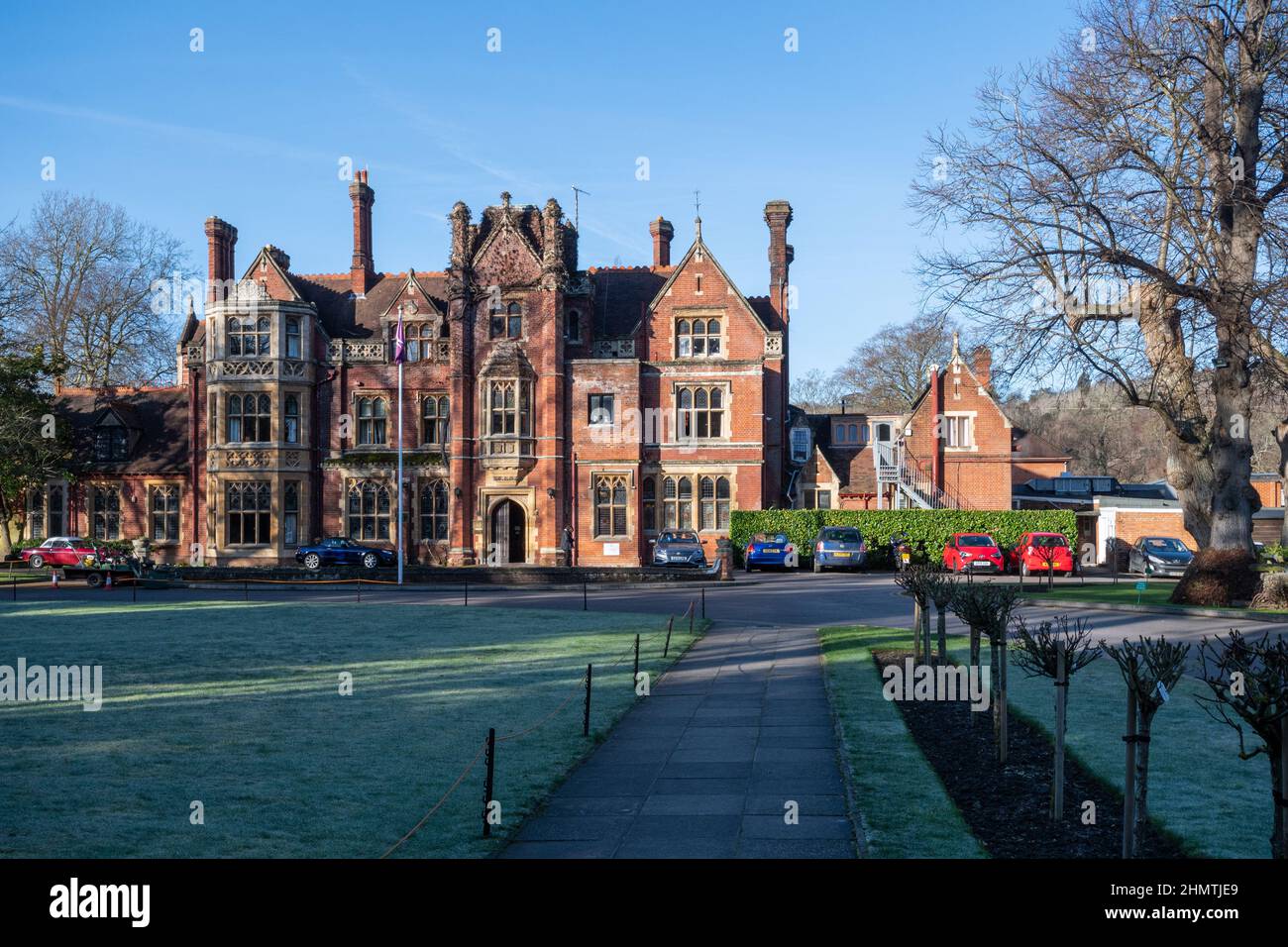 Box Hill School in Mickleham village, Surrey, England, UK, during winter. View of Dalewood House, the main school building, dating from 1883. Stock Photo