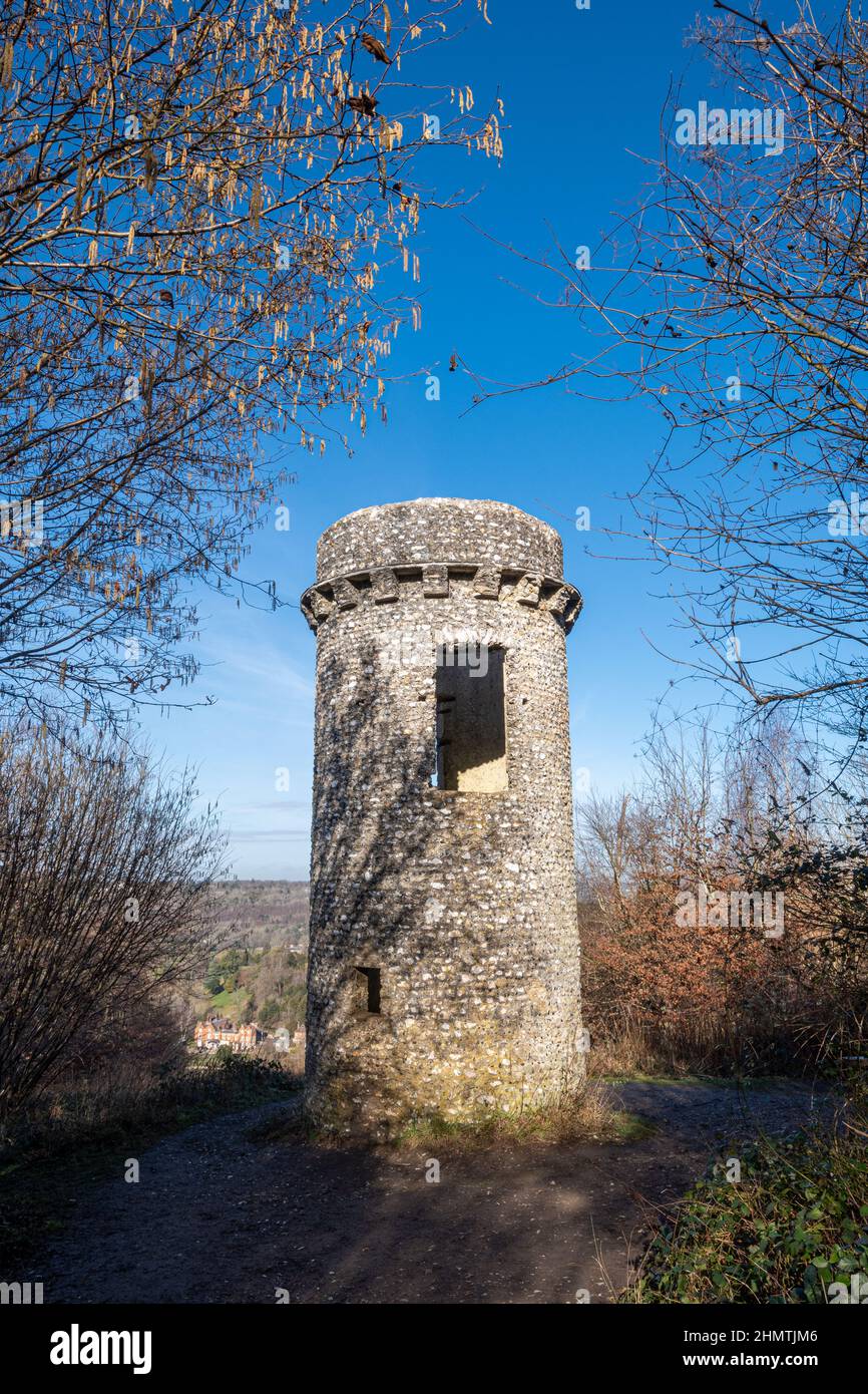Broadwoods Folly or Tower on Box Hill, Surrey, England, UK Stock Photo