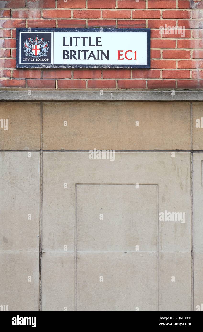Street sign for Little Britain, EC1, in the City of london, England