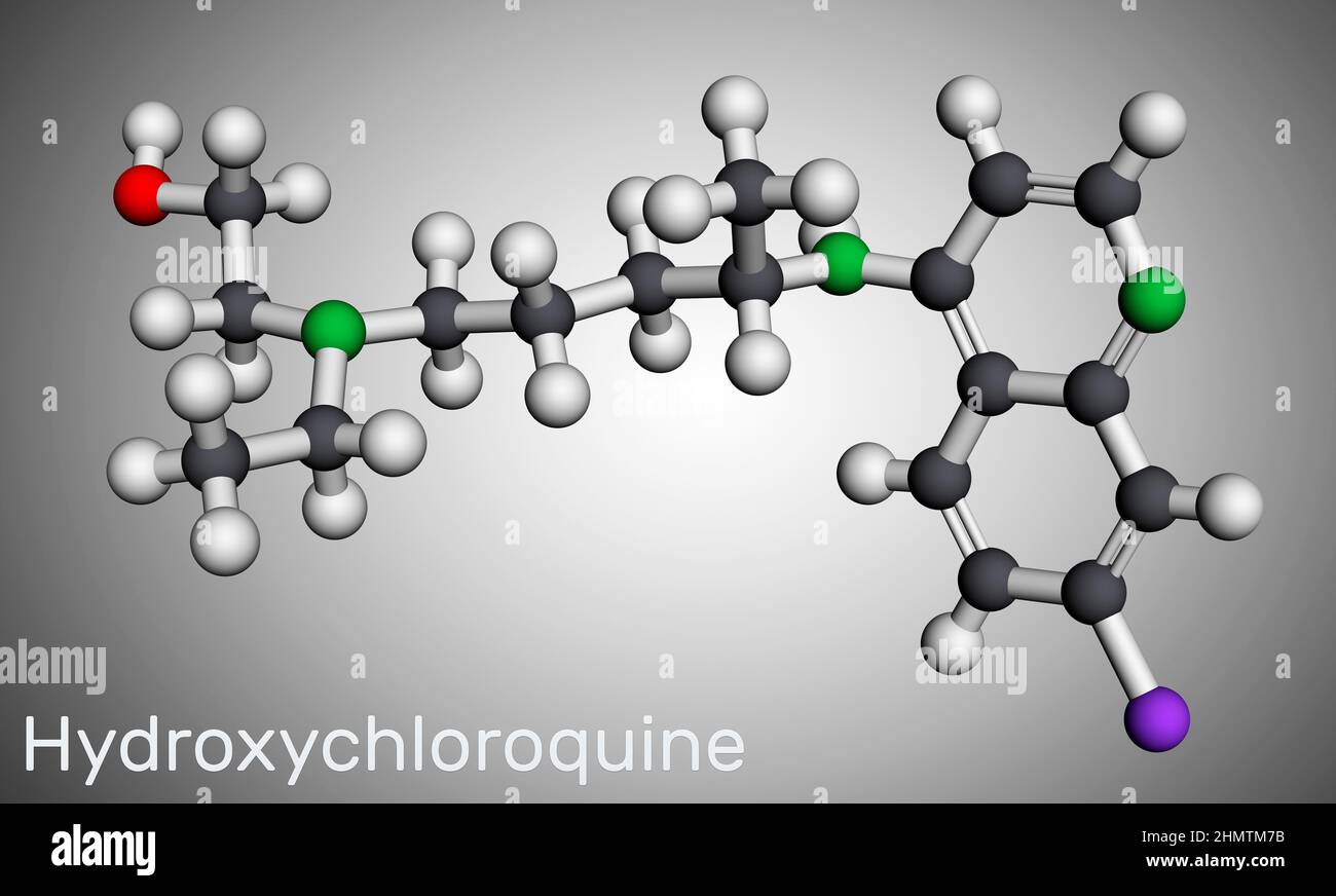 Hydroxychloroquine molecule. It is antimalarial medication used to treat malaria, COVID19
