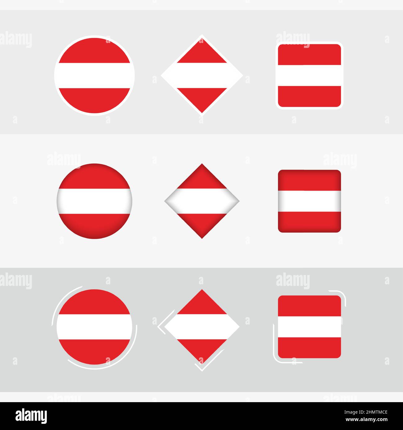 Austria flag icons set, vector flag of Austria. Three versions of icon. Stock Vector