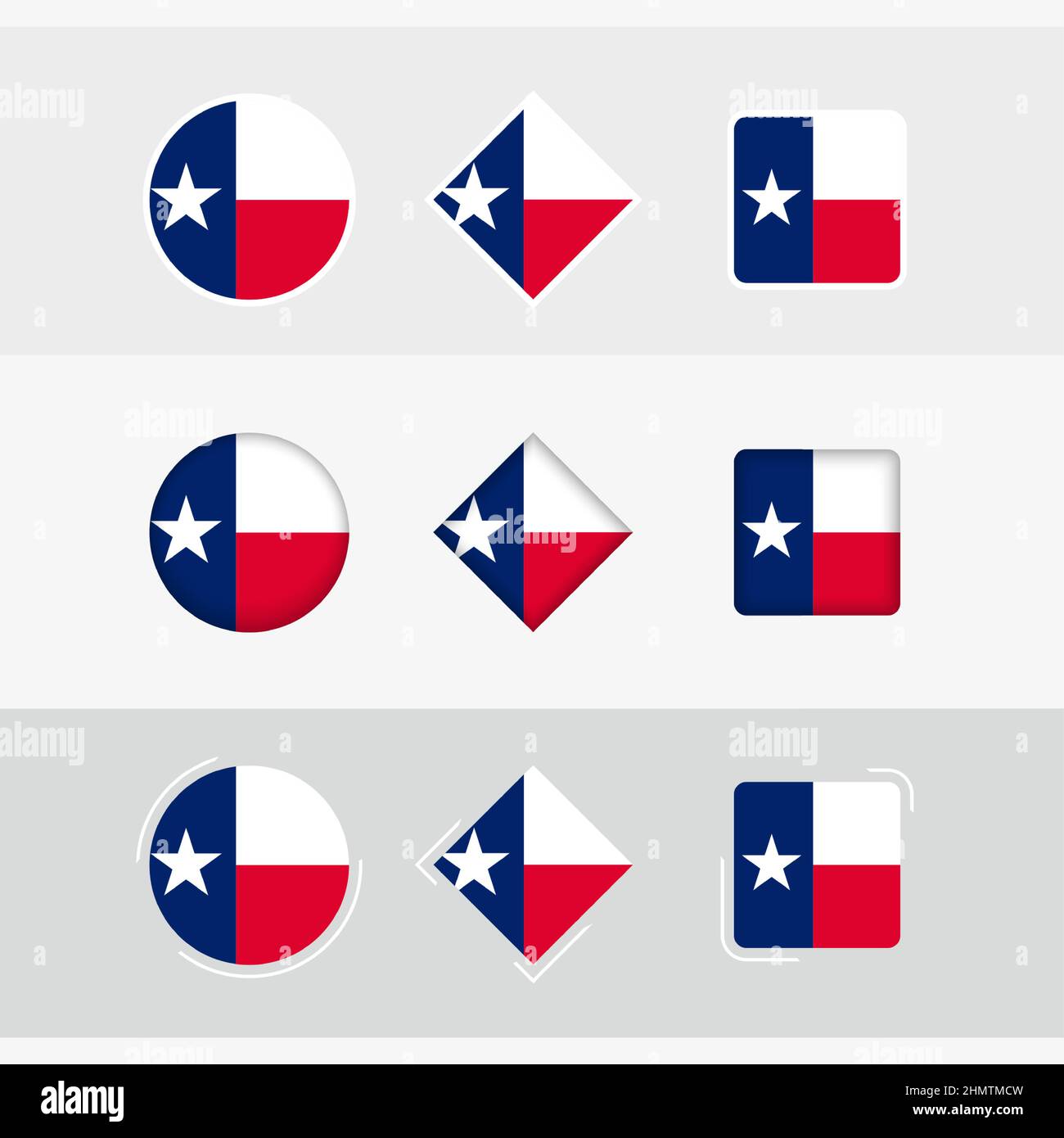 Texas flag icons set, vector flag of Texas. Three versions of icon ...