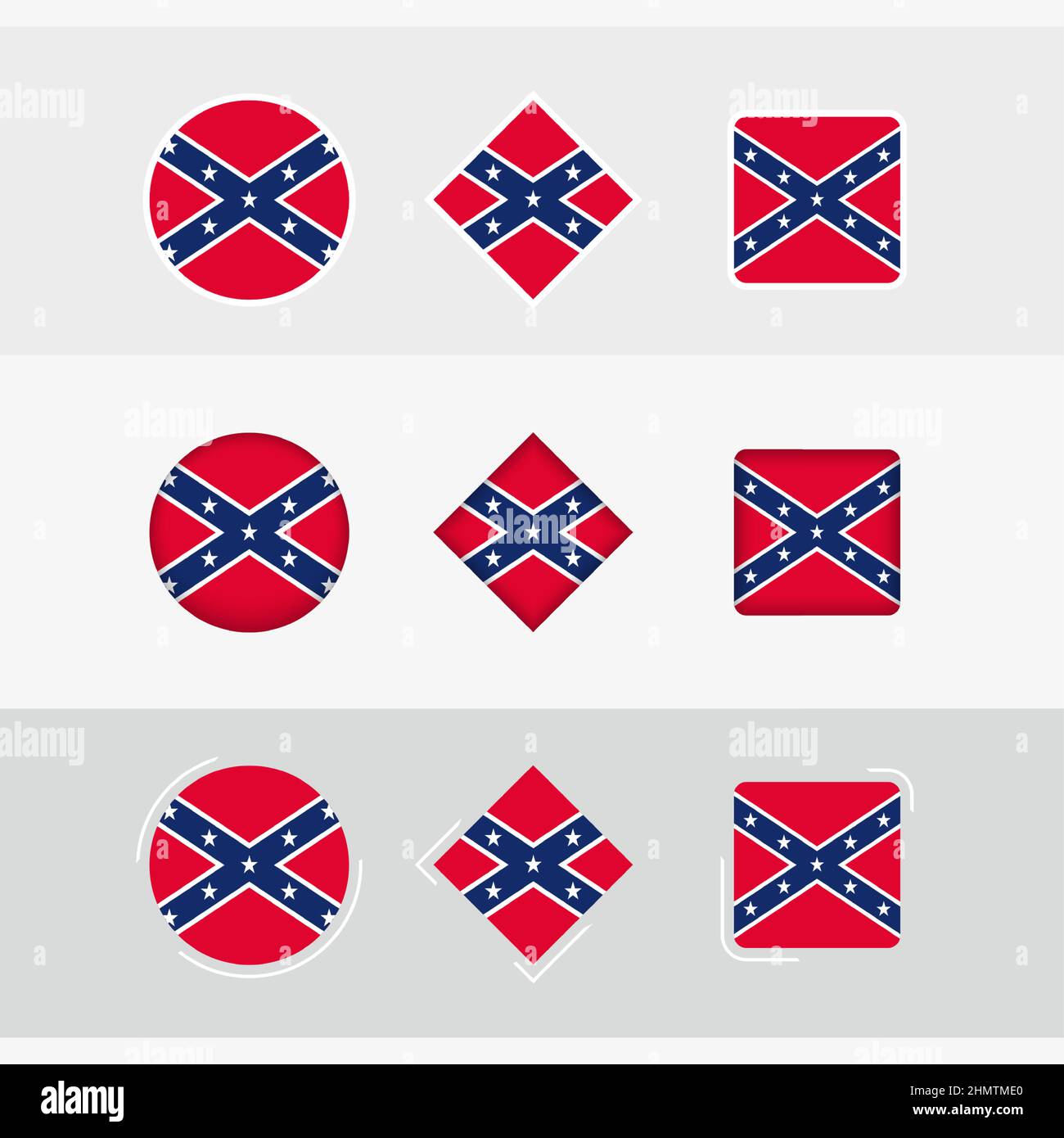 Confederate flag icons set, vector flag of Confederate. Three versions