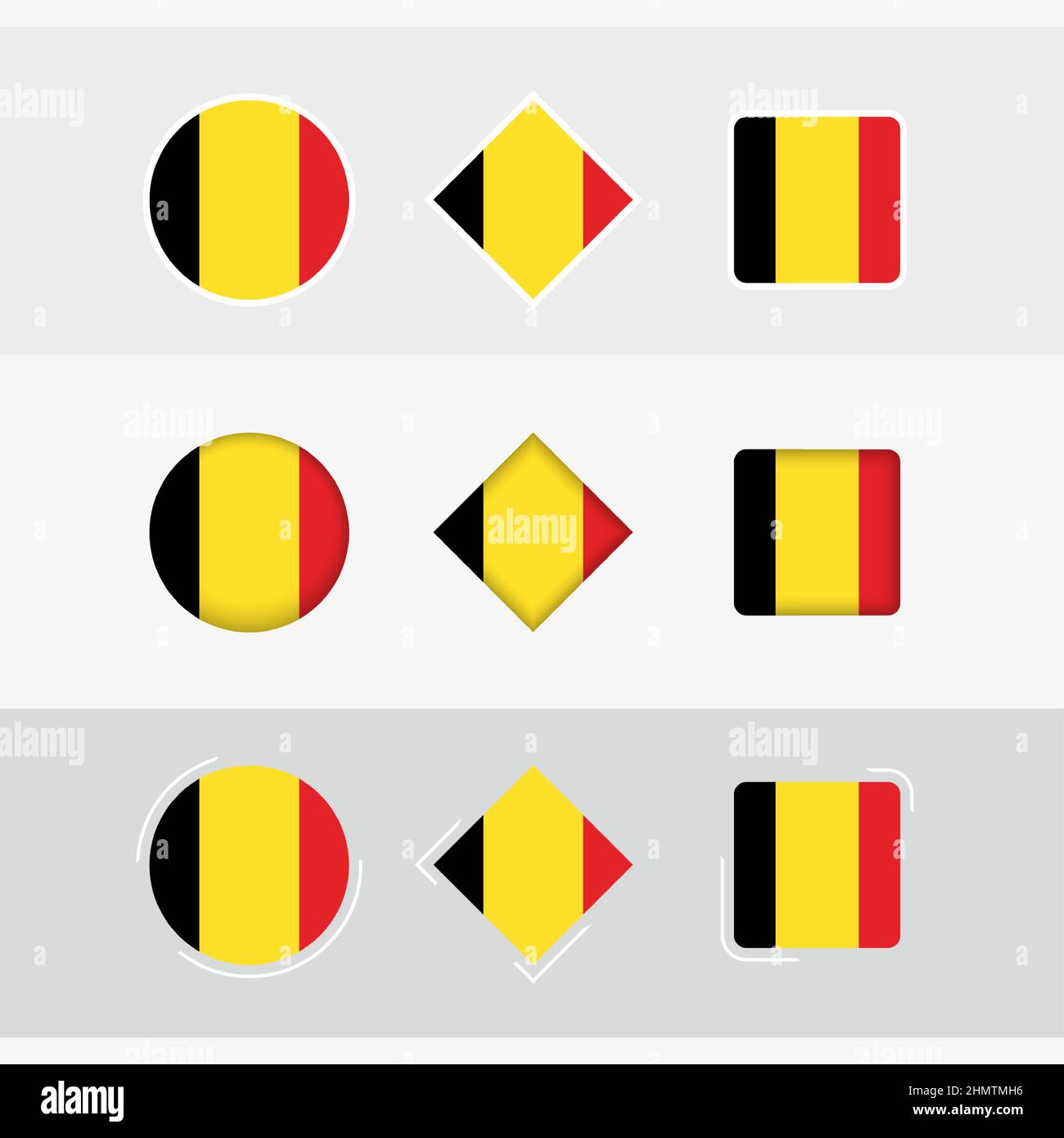 Belgium flag icons set, vector flag of Belgium. Three versions of icon ...