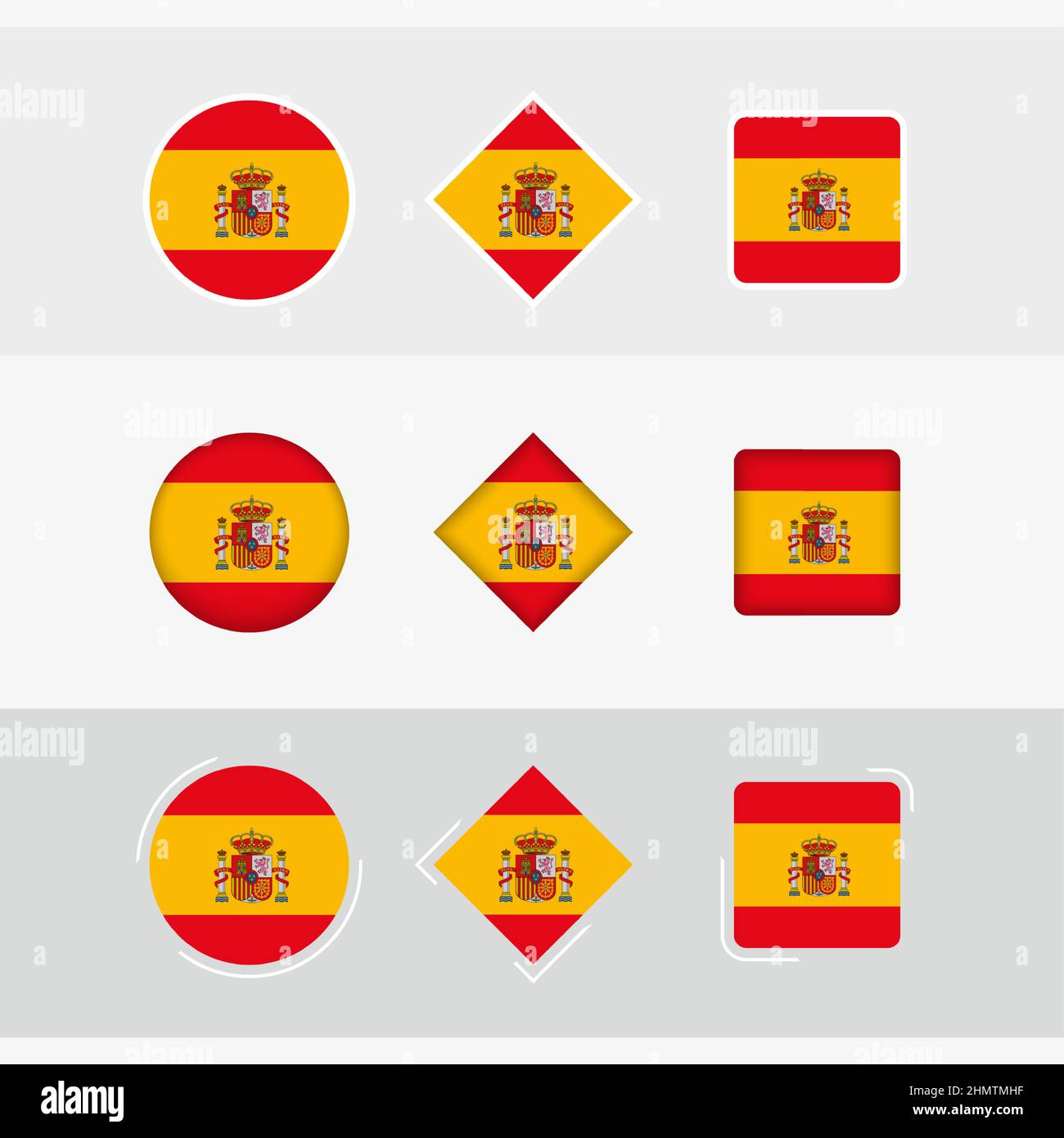 Spain flag icons set, vector flag of Spain. Three versions of icon