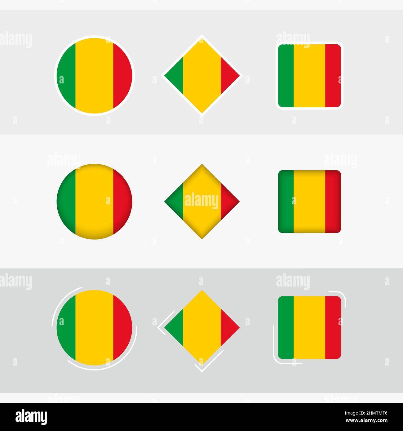 Mali flag icons set, vector flag of Mali. Three versions of icon Stock ...
