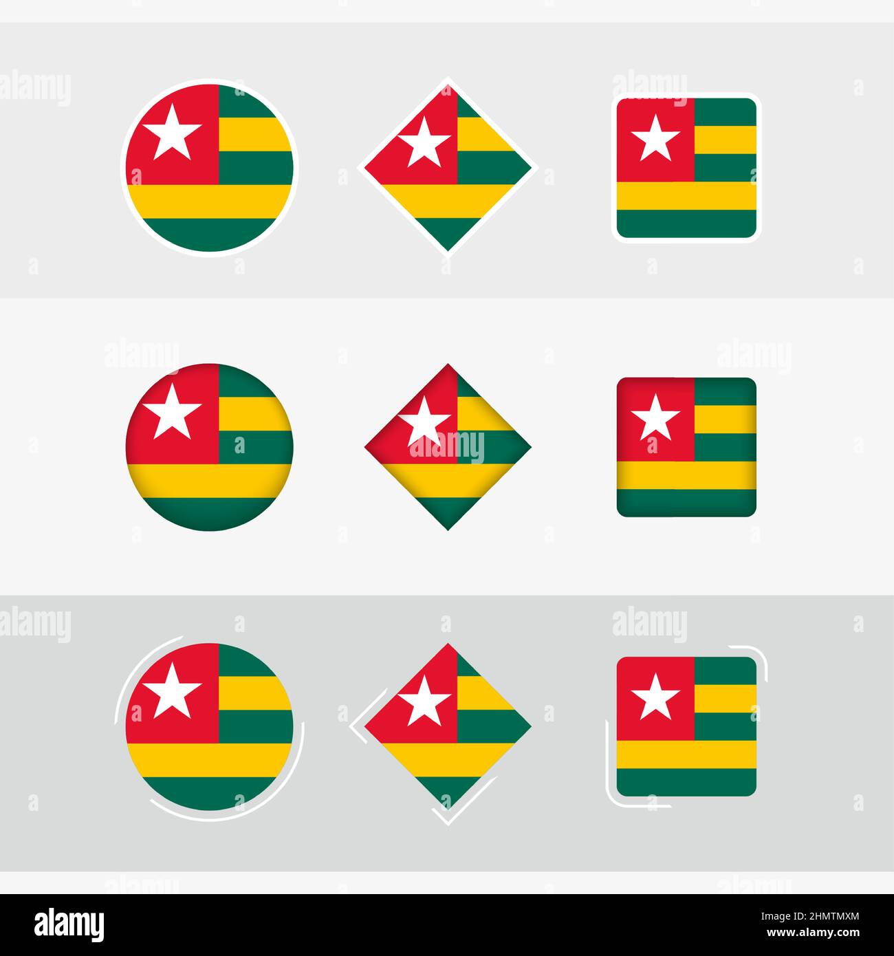 Togo flag icons set, vector flag of Togo. Three versions of icon. Stock Vector