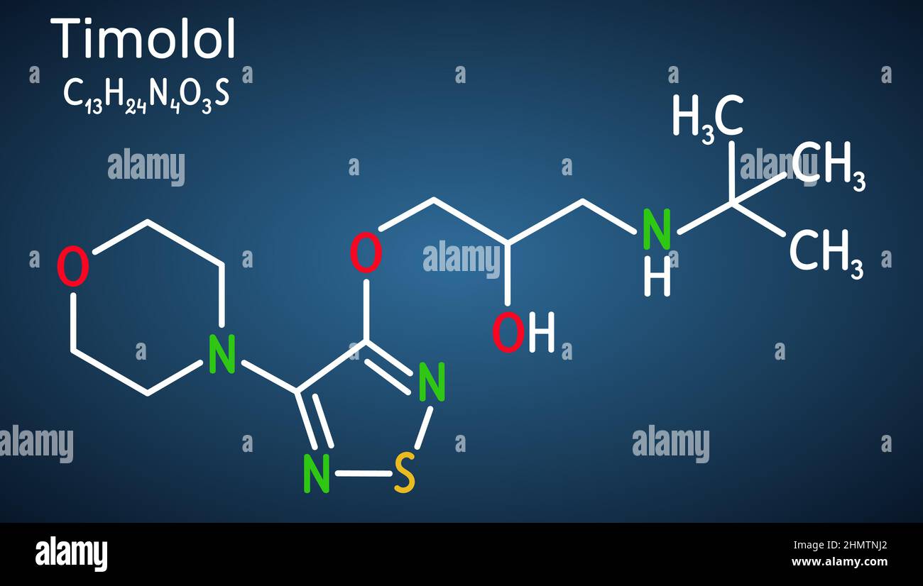 Timolol, molecule. It is nonselective beta blocker medication for
