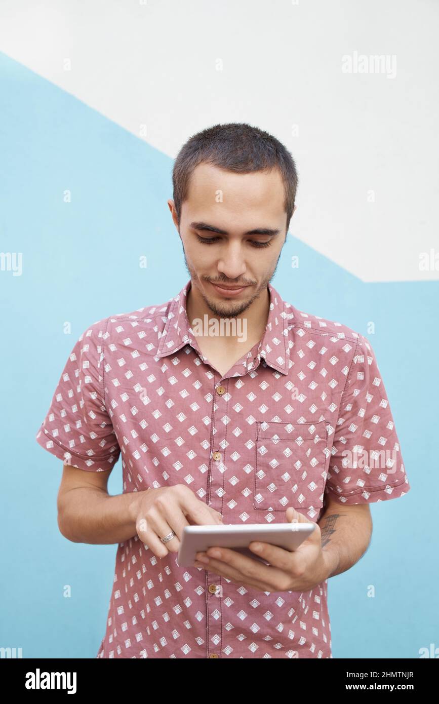 Learning at a simple touch of a button Stock Photo Alamy